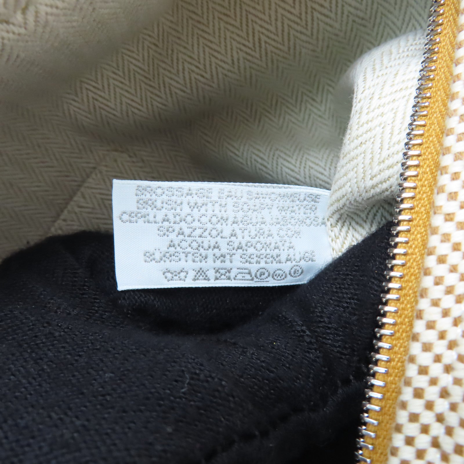 HERMES 【激減優惠】帆布Bride a Brac Cabriole Case銀扣手挽袋米色/橙色