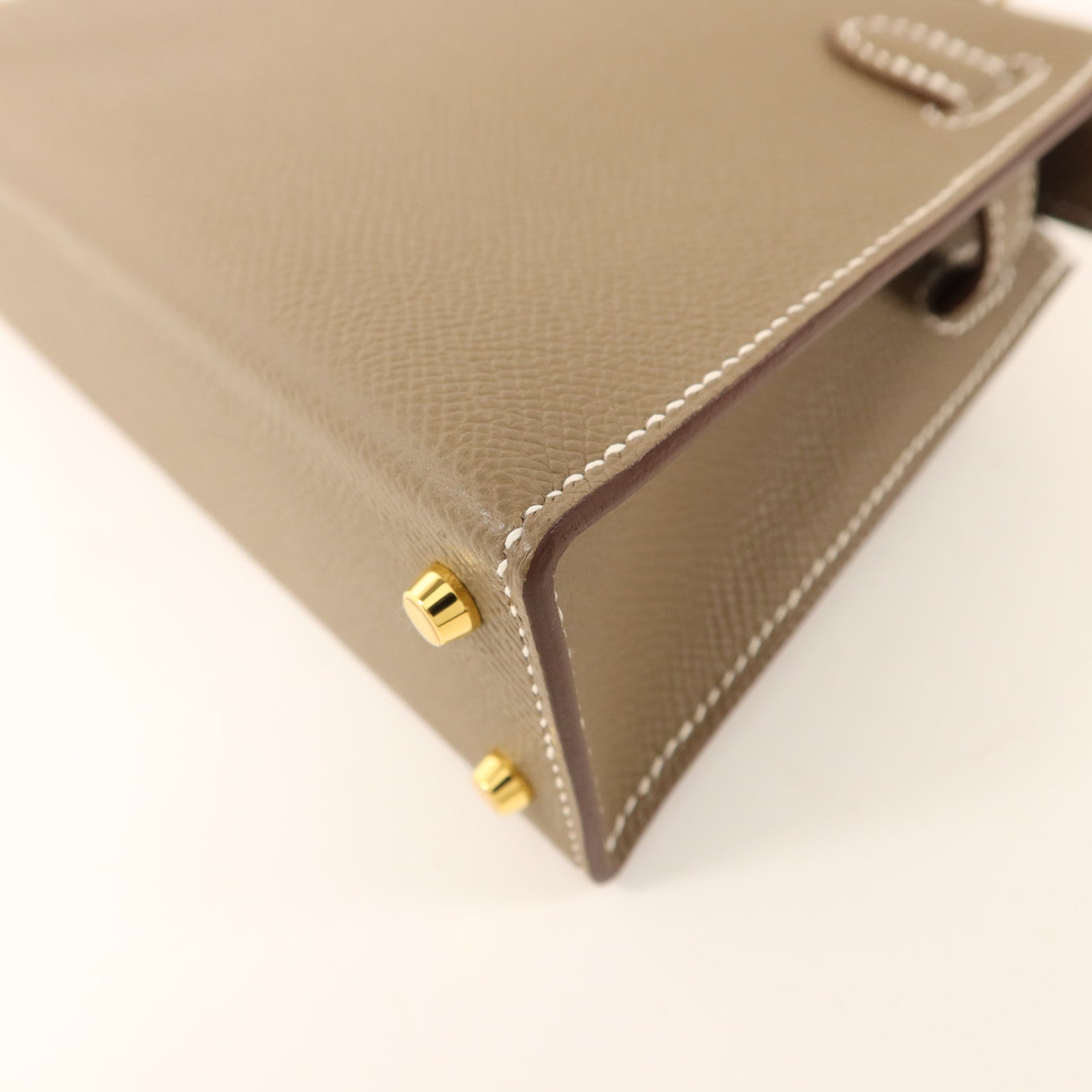 HERMES Epsom皮革Mini Kelly II金扣手挽肩背兩用袋Etoupe