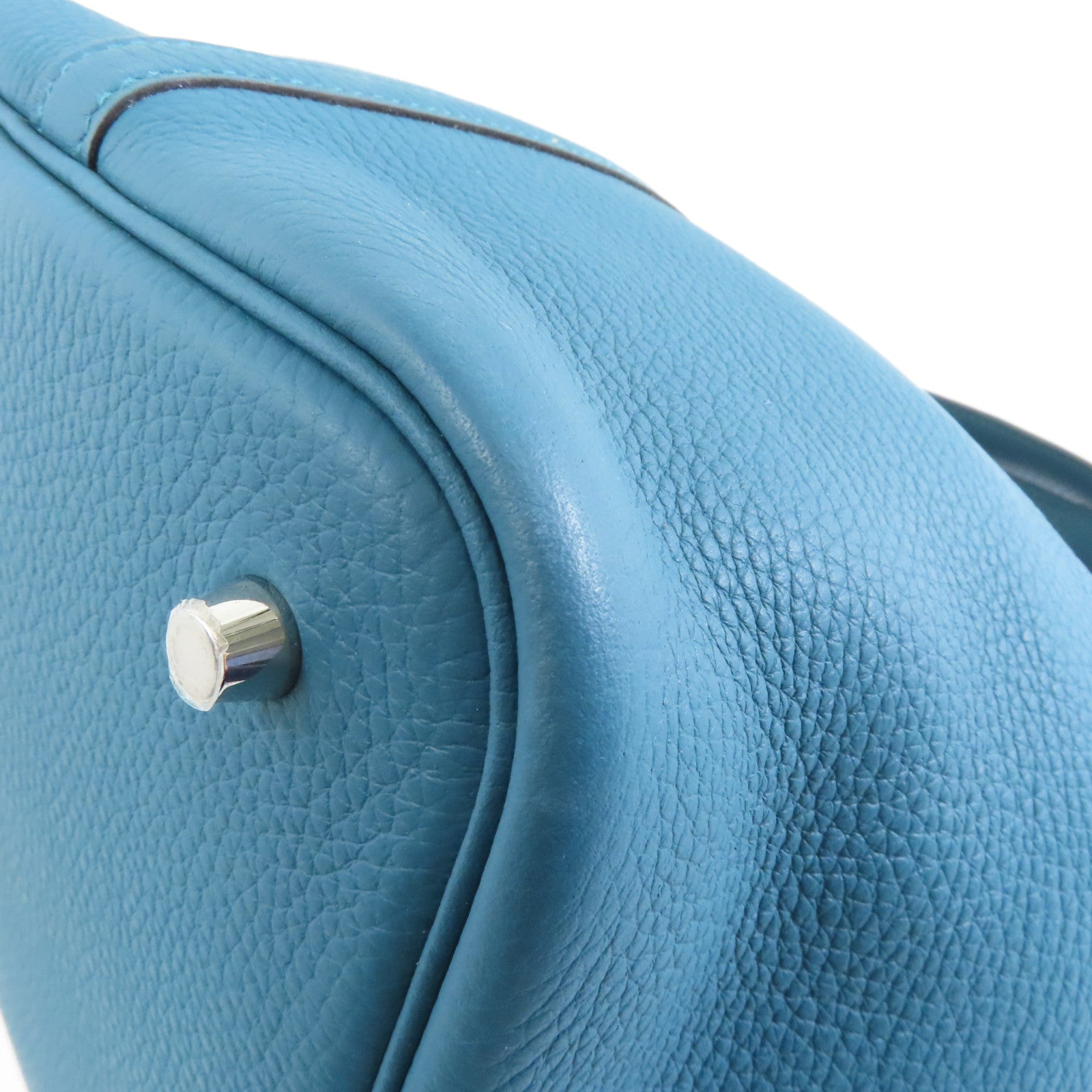 HERMES Clemence皮革Picotin MM Tote Bag銀扣手挽袋Bleu Paon/孔雀藍色