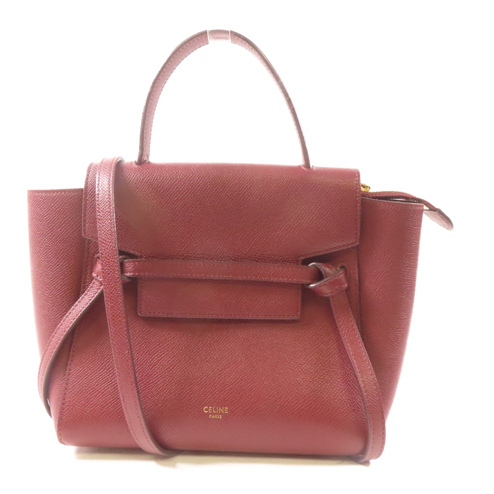 CELINE 牛皮皮革Belt Bag金扣手挽肩背兩用袋紅色