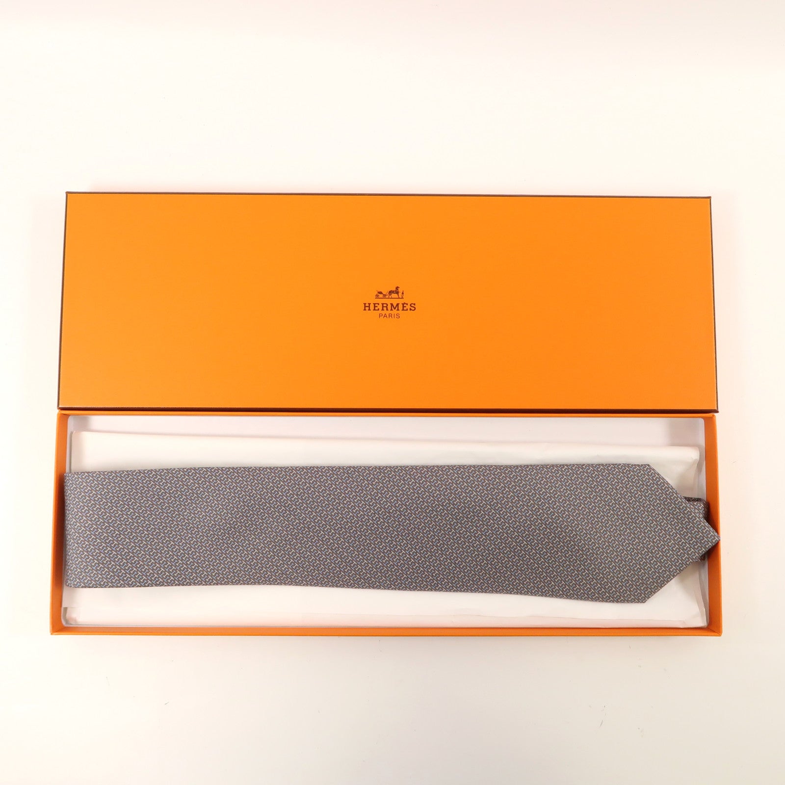 HERMES 絲質Tie領帶灰色