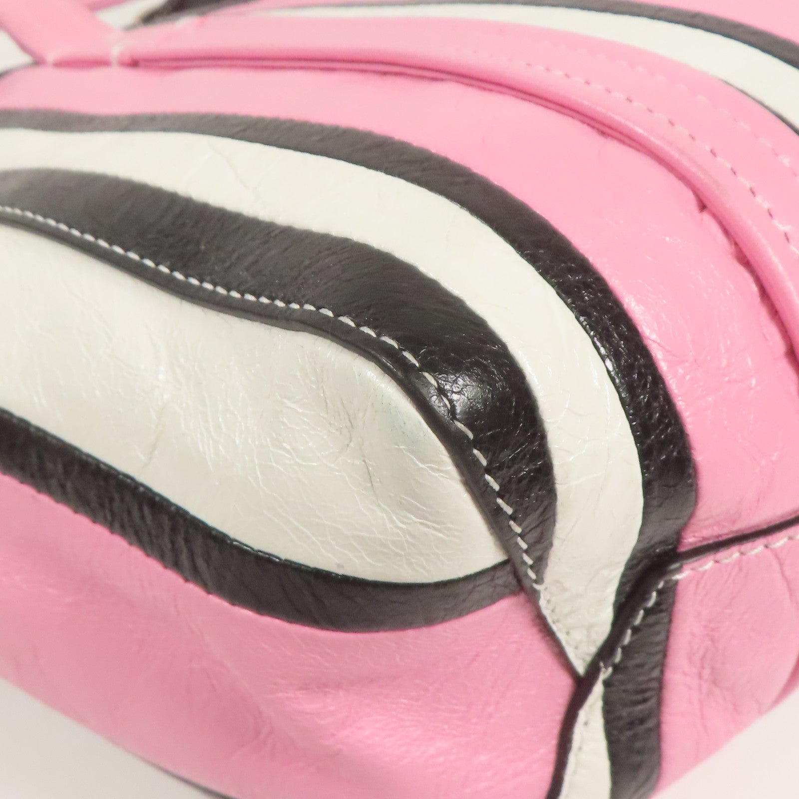 BALENCIAGA Barbes Bag 2way Shoulder Bag Calfskin Leather Pink/White