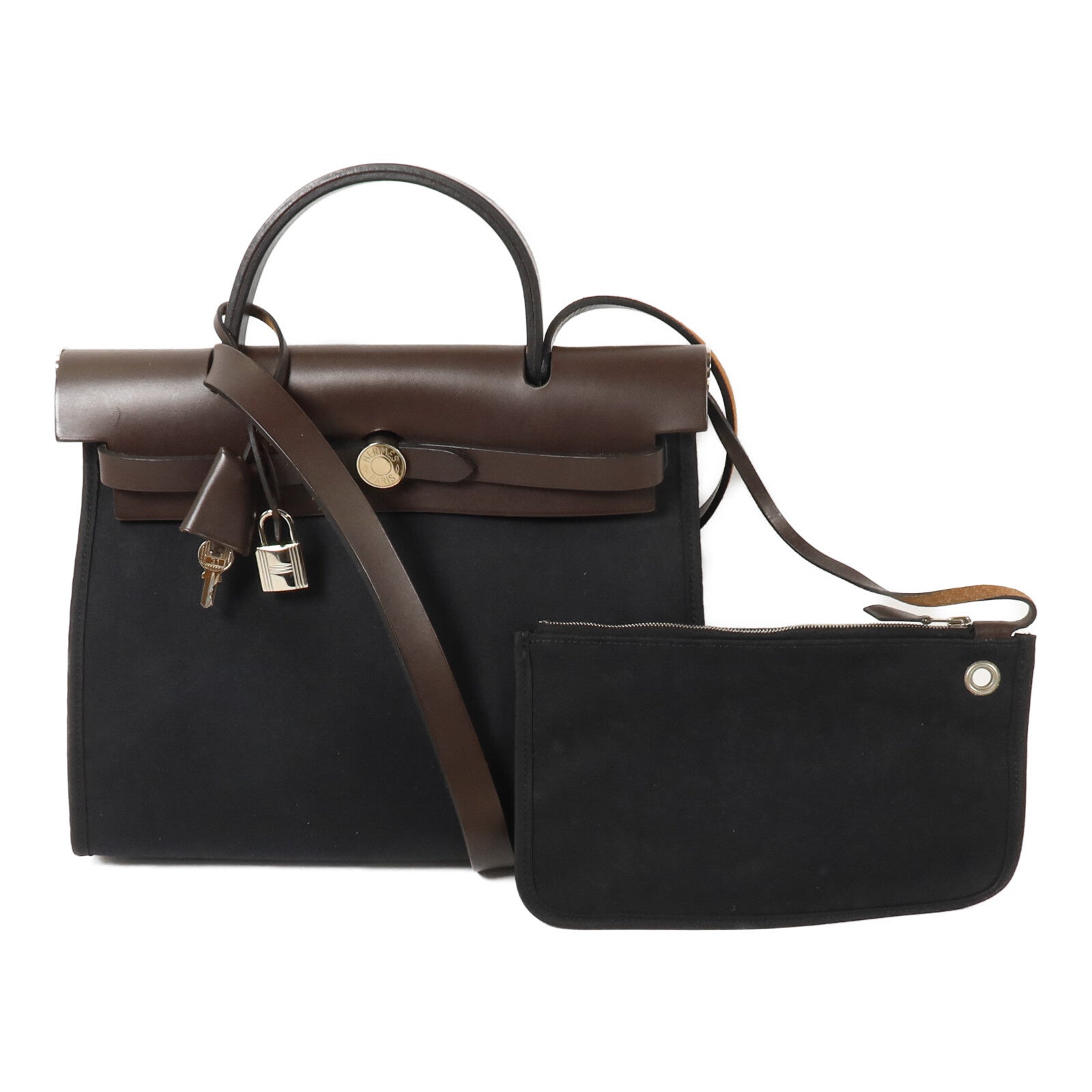 HERMES 帆布Herbag PM手挽肩背兩用袋Noir