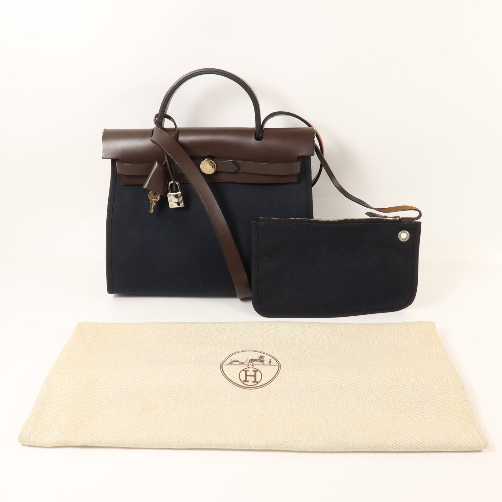HERMES 帆布Herbag PM手挽肩背兩用袋Noir