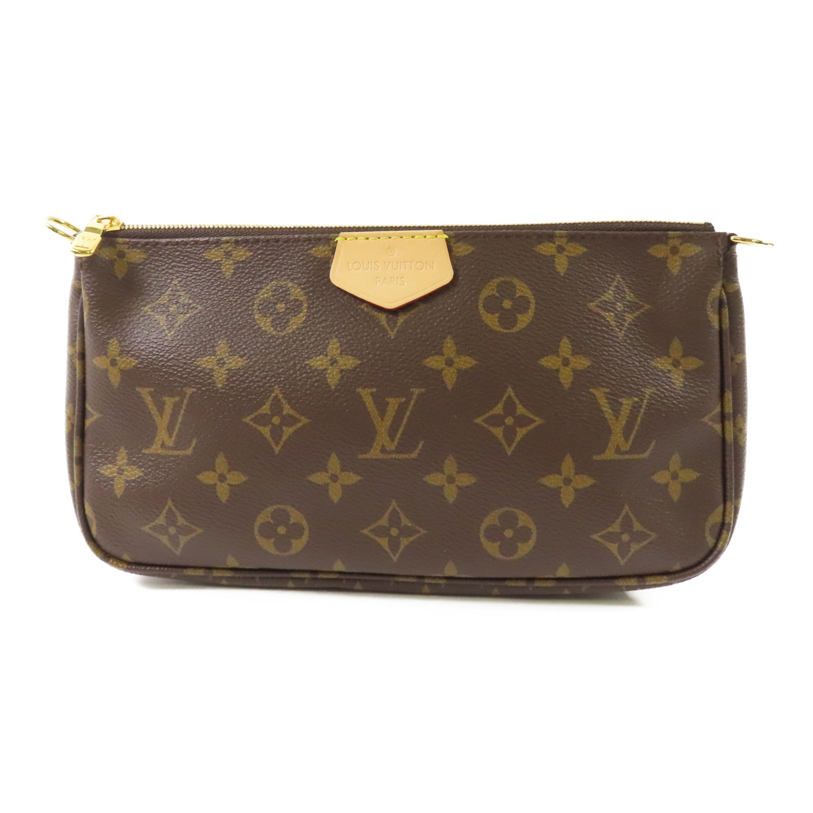 LOUIS VUITTON Monogram Multi Pochette Accessoires金扣肩背袋棕色