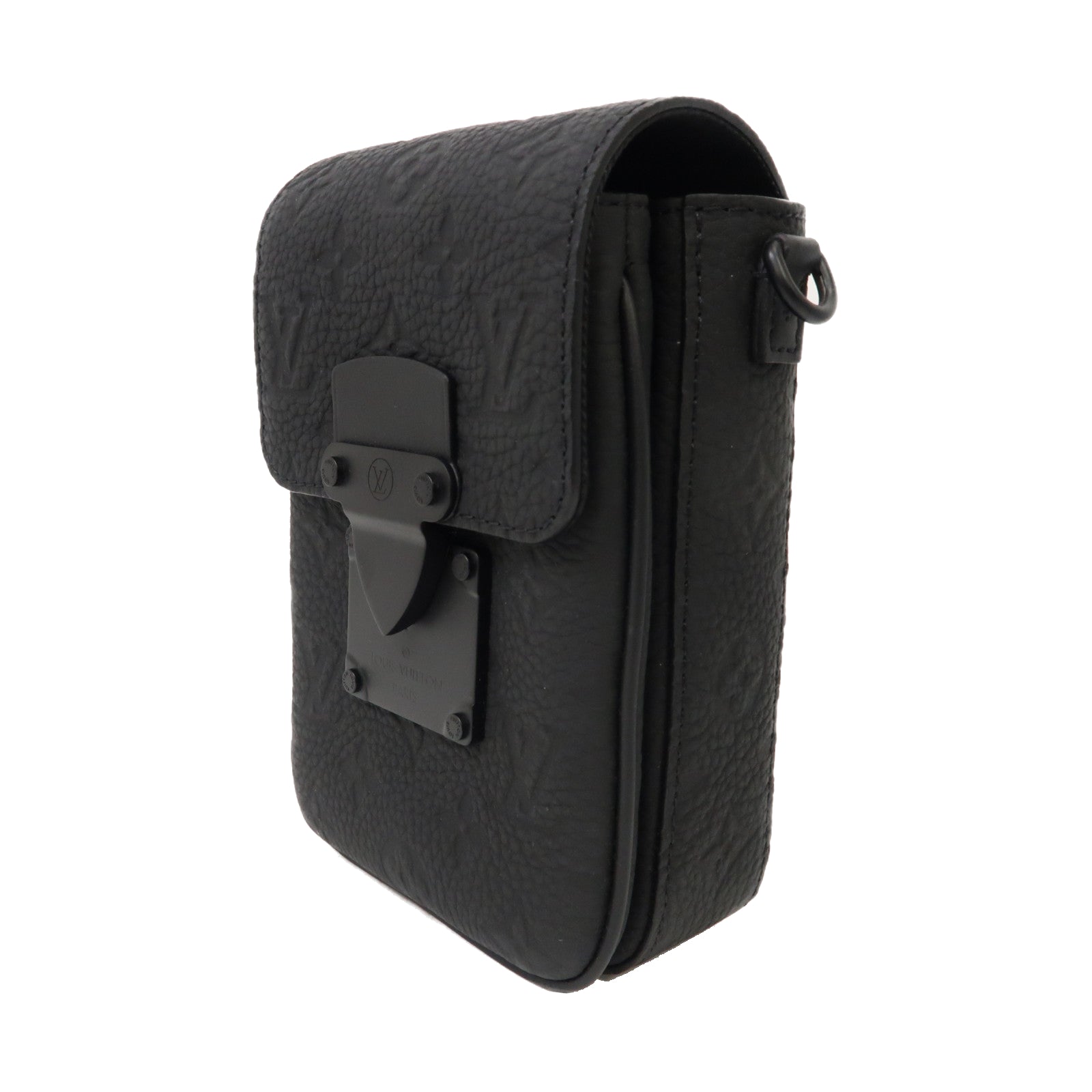 LOUIS VUITTON Monogram Taurillon S-Lock Vertical Wearable Wallet肩背袋黑色