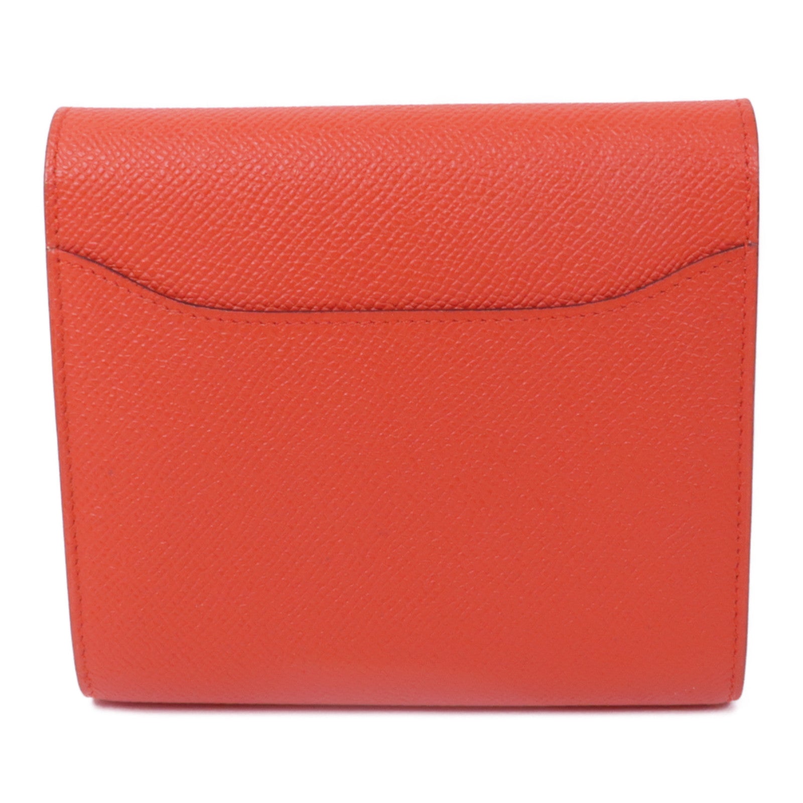 HERMES 【激減優惠】Epsom皮革Constance Wallet銀扣錢包Rouge Tomate