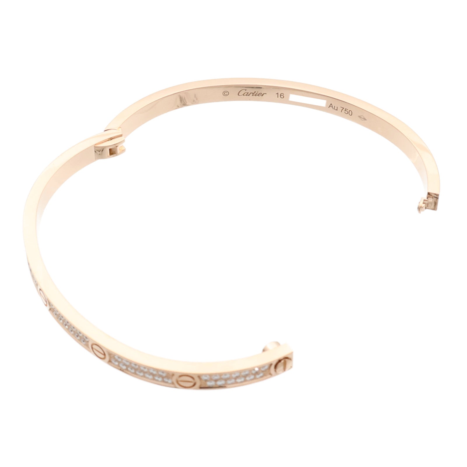 CARTIER 18K玫瑰金Love Bangle SM Paved鑽石手鐲Cartier#16