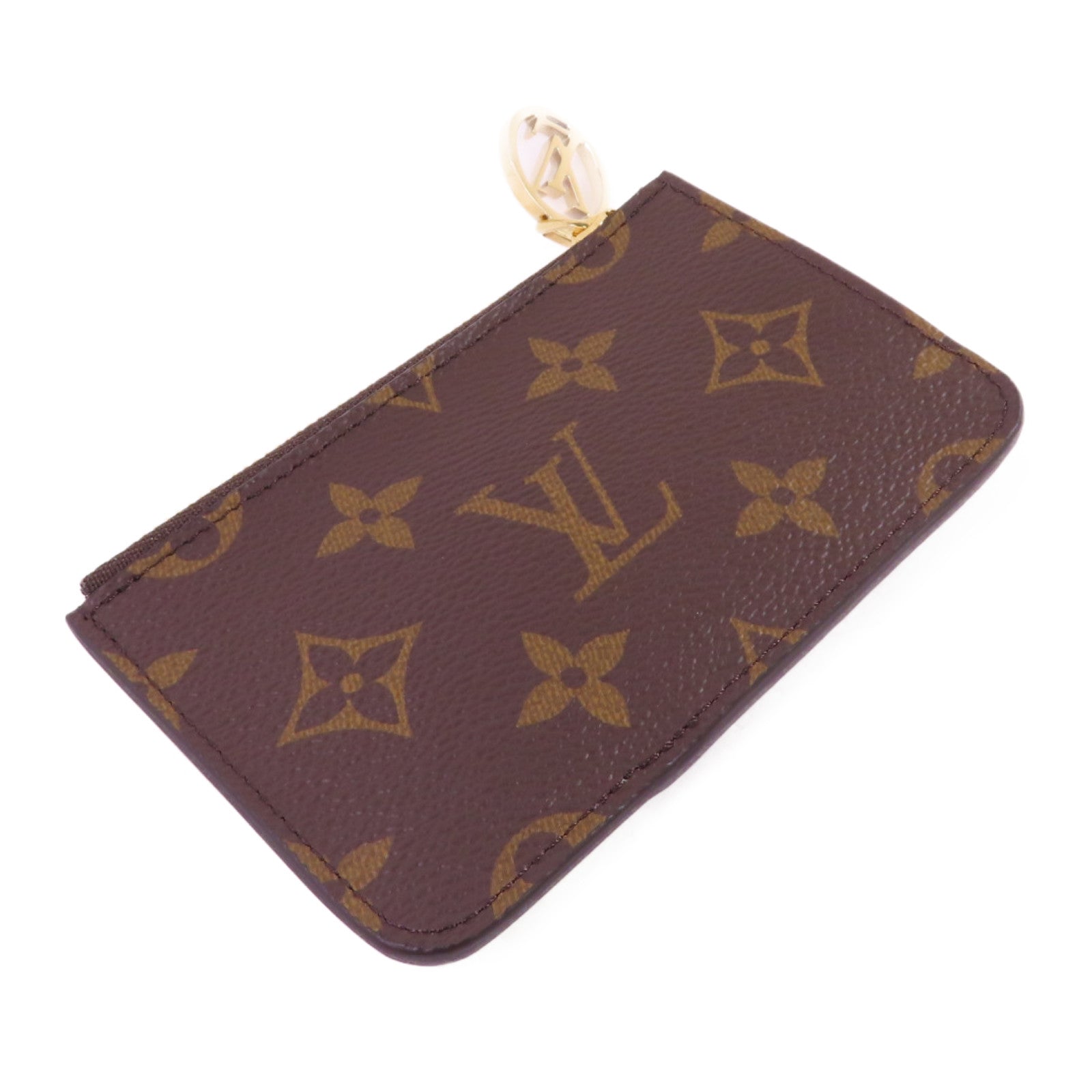 LOUIS VUITTON Monogram Romy Card Case金扣卡片套啡色/淺綠色