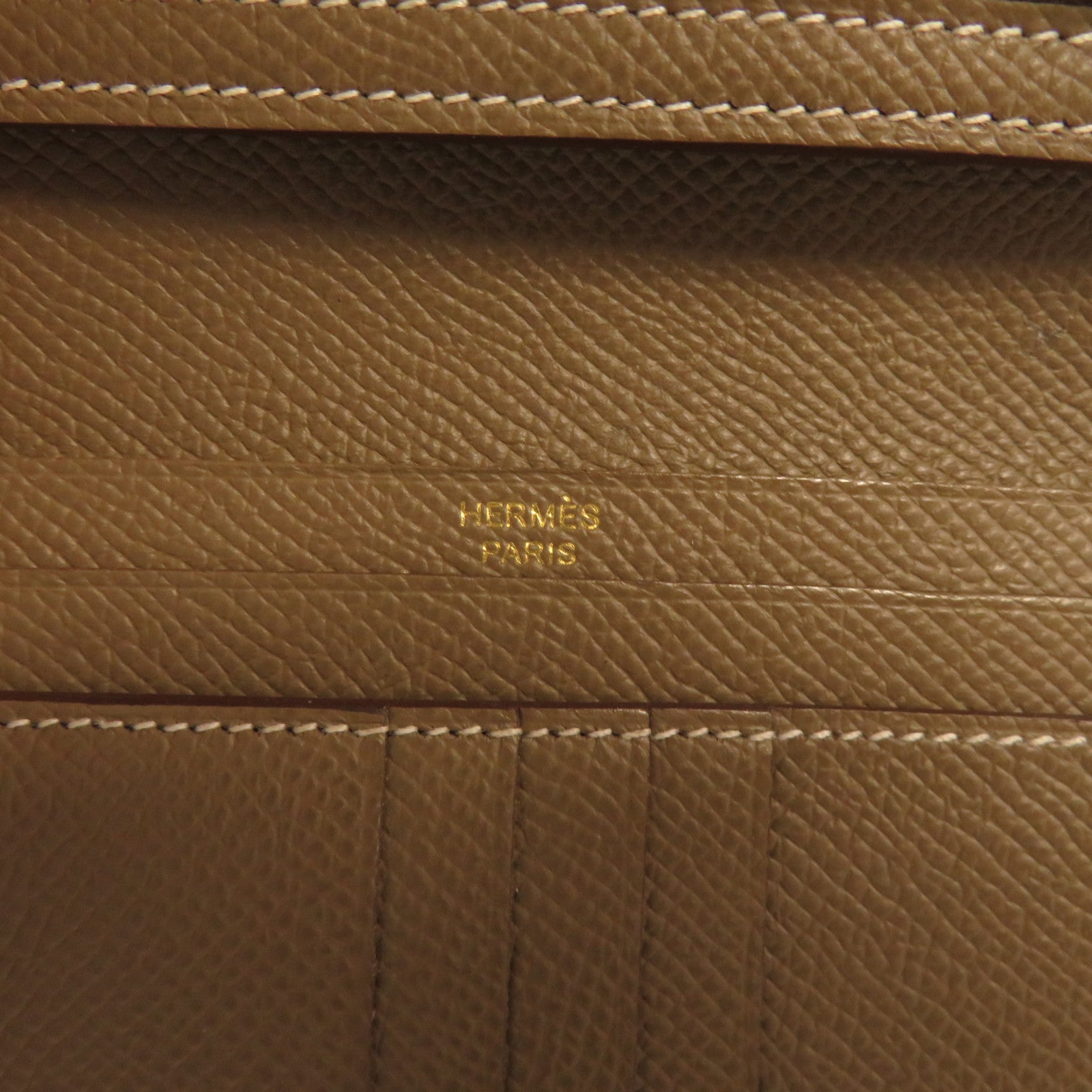 HERMES 【激減優惠】Epsom皮革Bearn Compact Wallet金扣錢包啡色
