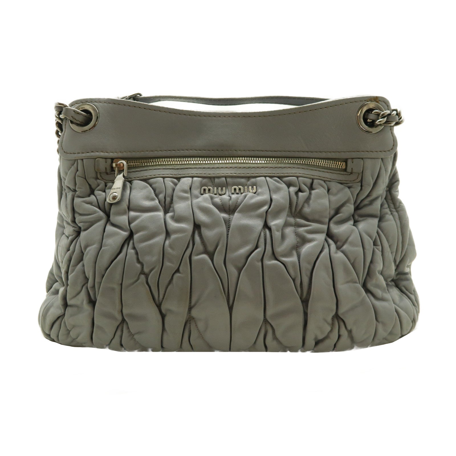 Miu Miu 羊皮皮革Shoulder Bag銀扣肩背袋銀色