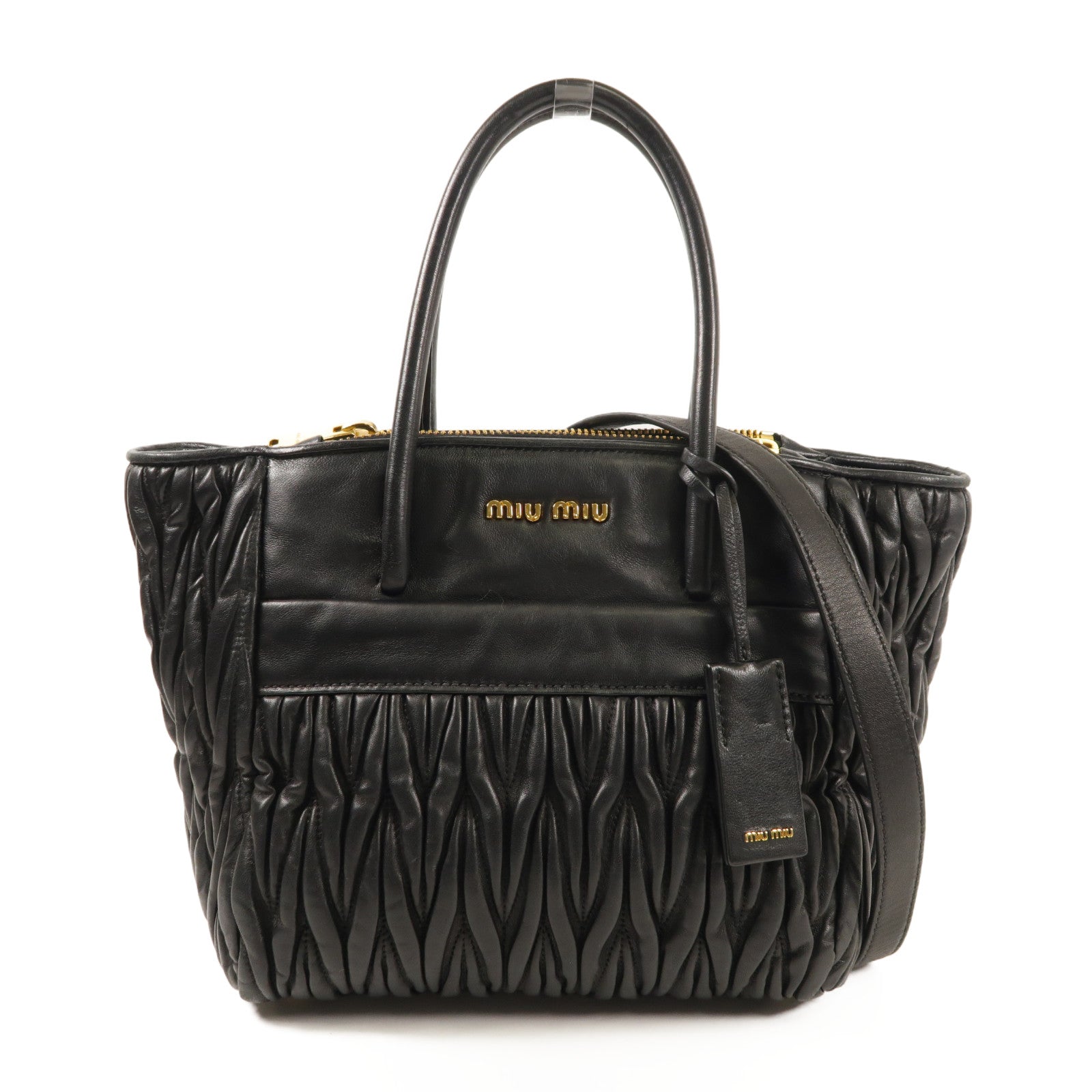 Miu Miu 羊皮皮革2Way Shoulder金扣手挽肩背兩用袋