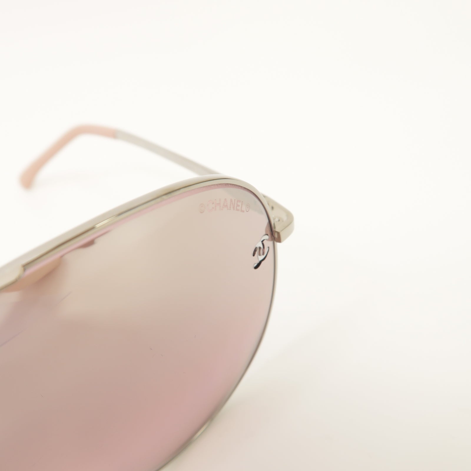 CHANEL PVC/金屬Sunglasses太陽眼鏡粉紅色/銀色