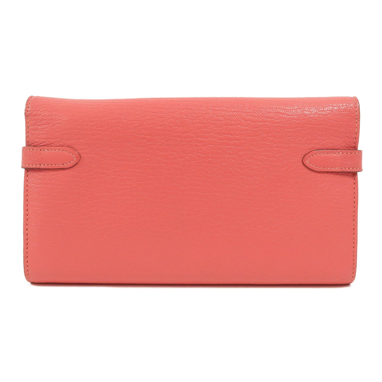 HERMES Chevre皮革Kelly Long Wallet長錢包Rose Lipstick