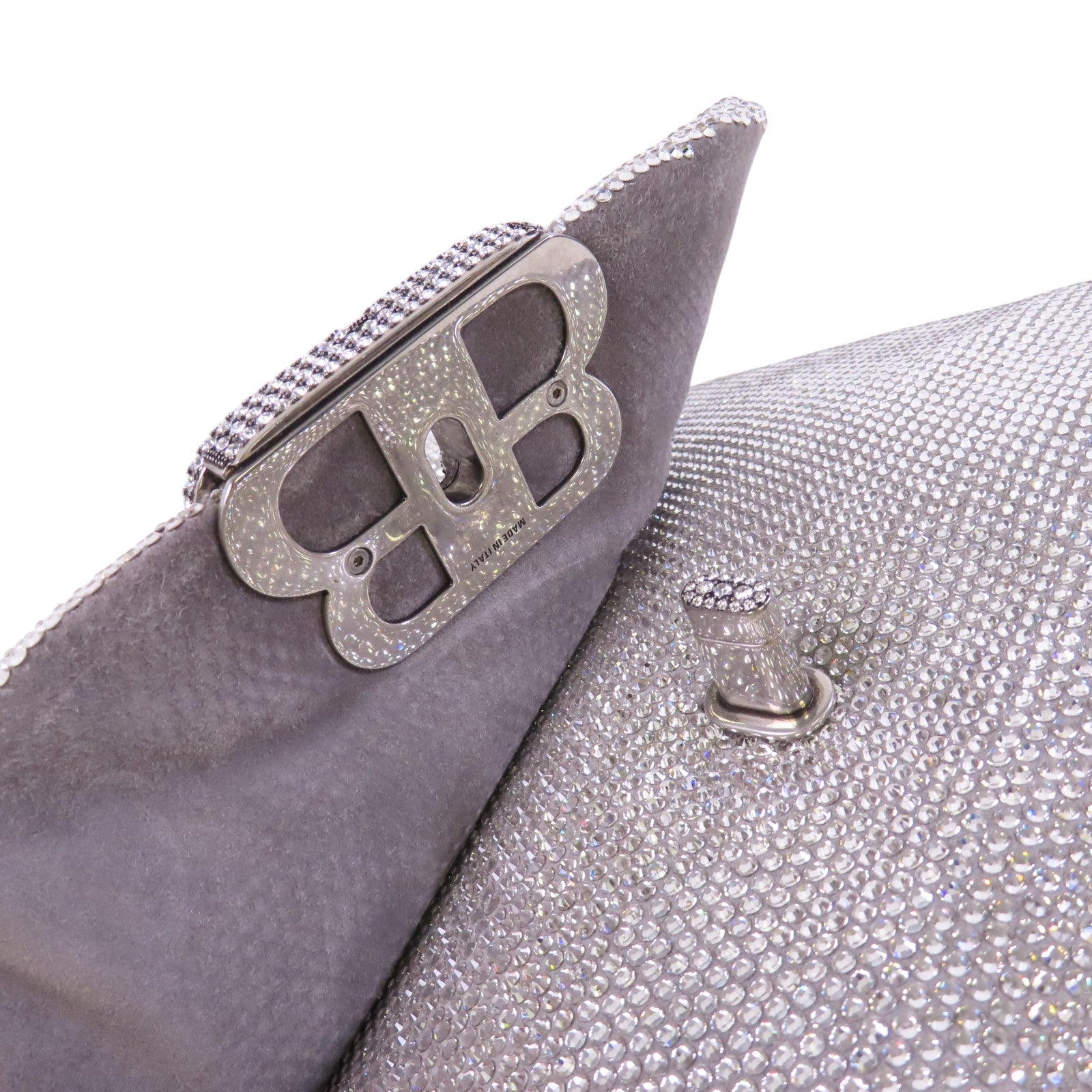 BALENCIAGA 水鑽Monaco Small Bag銀扣肩背袋