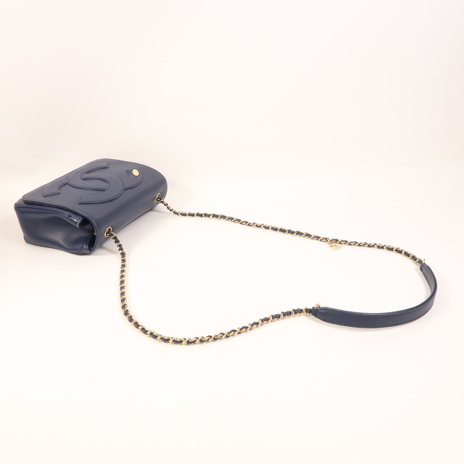 CHANEL 羊皮皮革CC Mania Flap Bag金扣鏈帶肩背袋