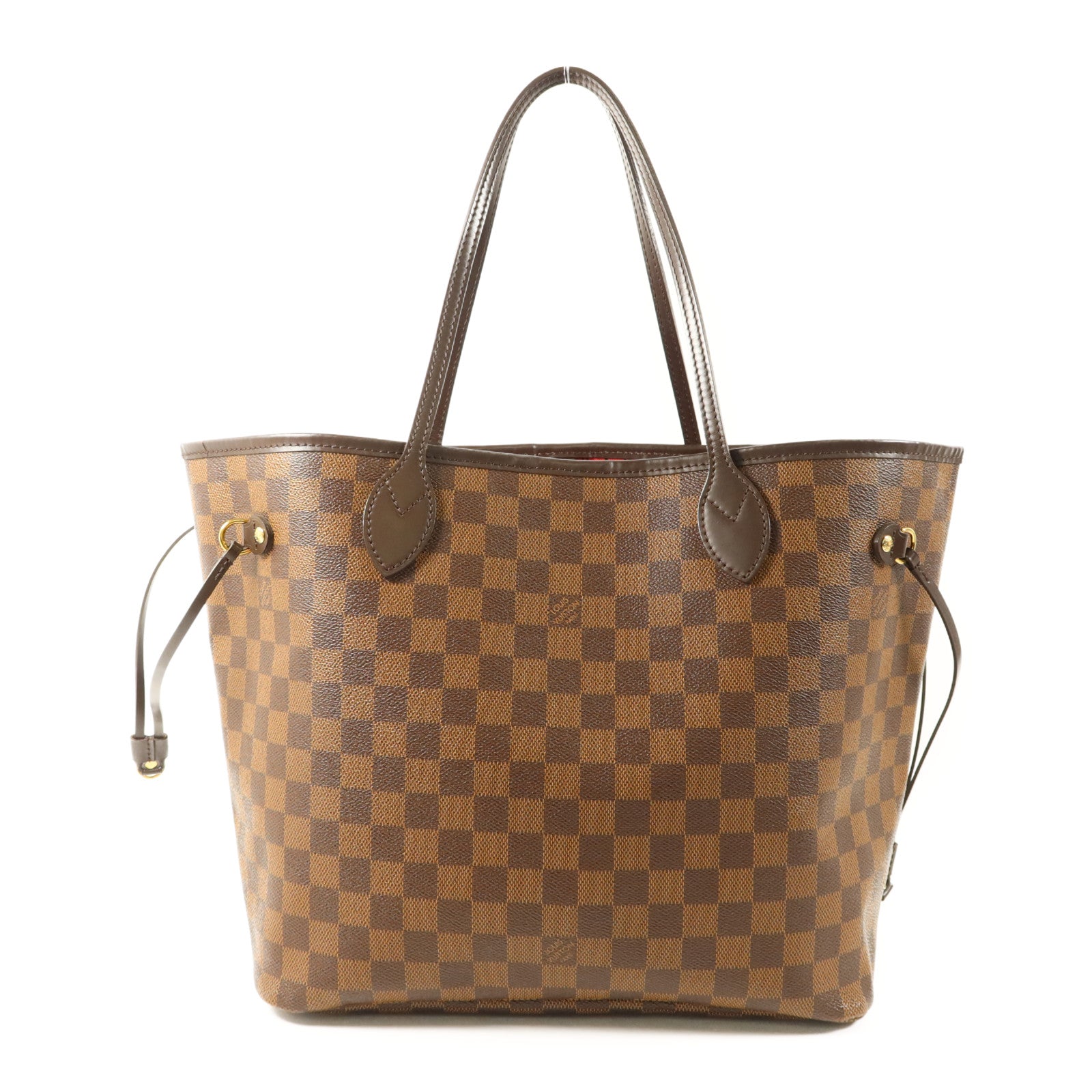 LOUIS VUITTON Damier Neverfull MM金扣手挽袋