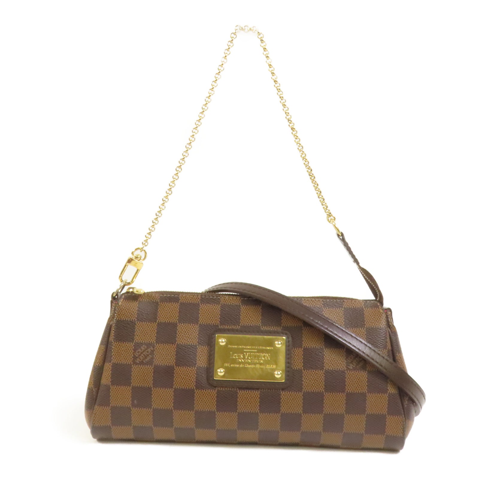 LOUIS VUITTON Damier Eva金扣手挽肩背兩用袋棕色