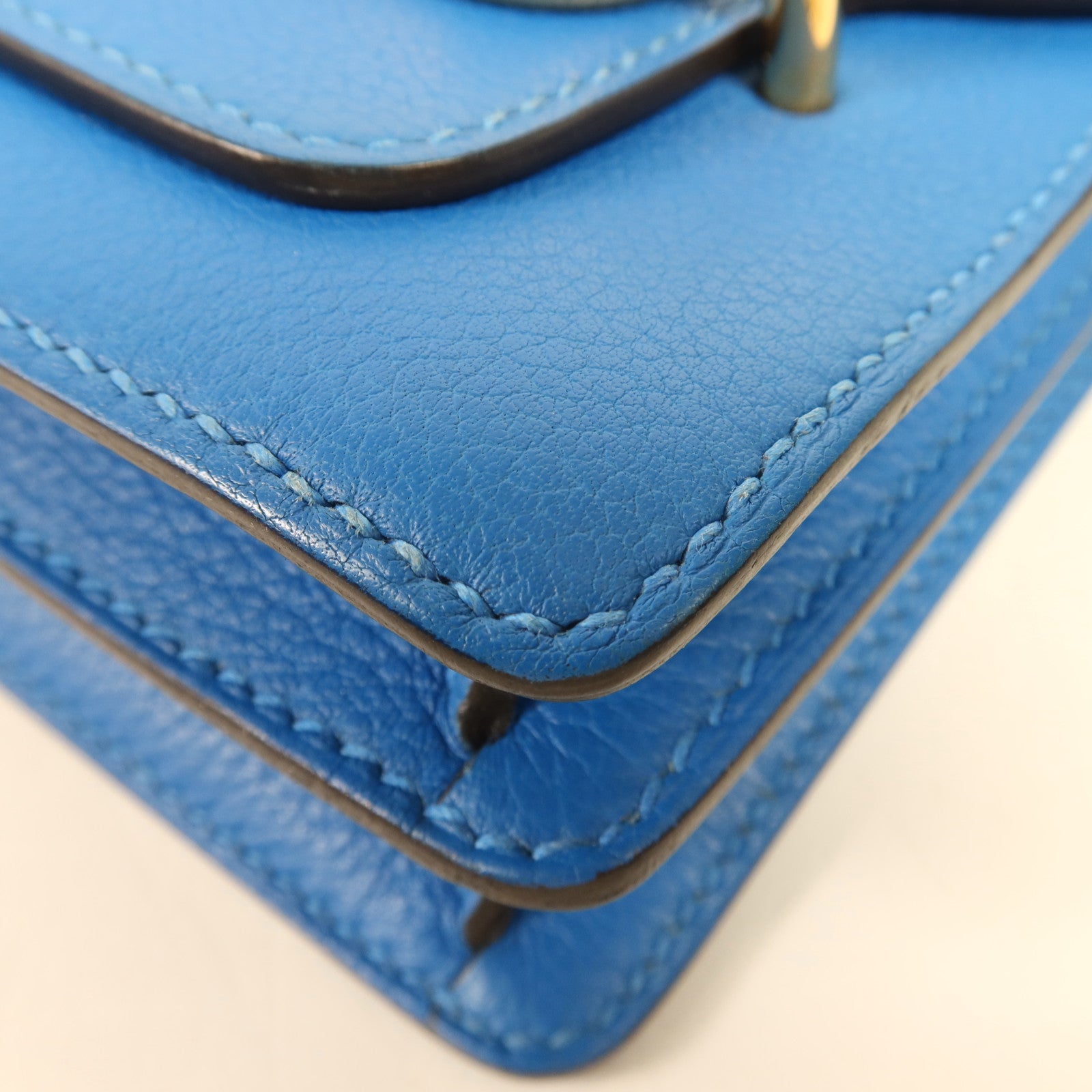 HERMES Evercolor皮革Roulis Mini金扣肩背袋Blue Zanzibar