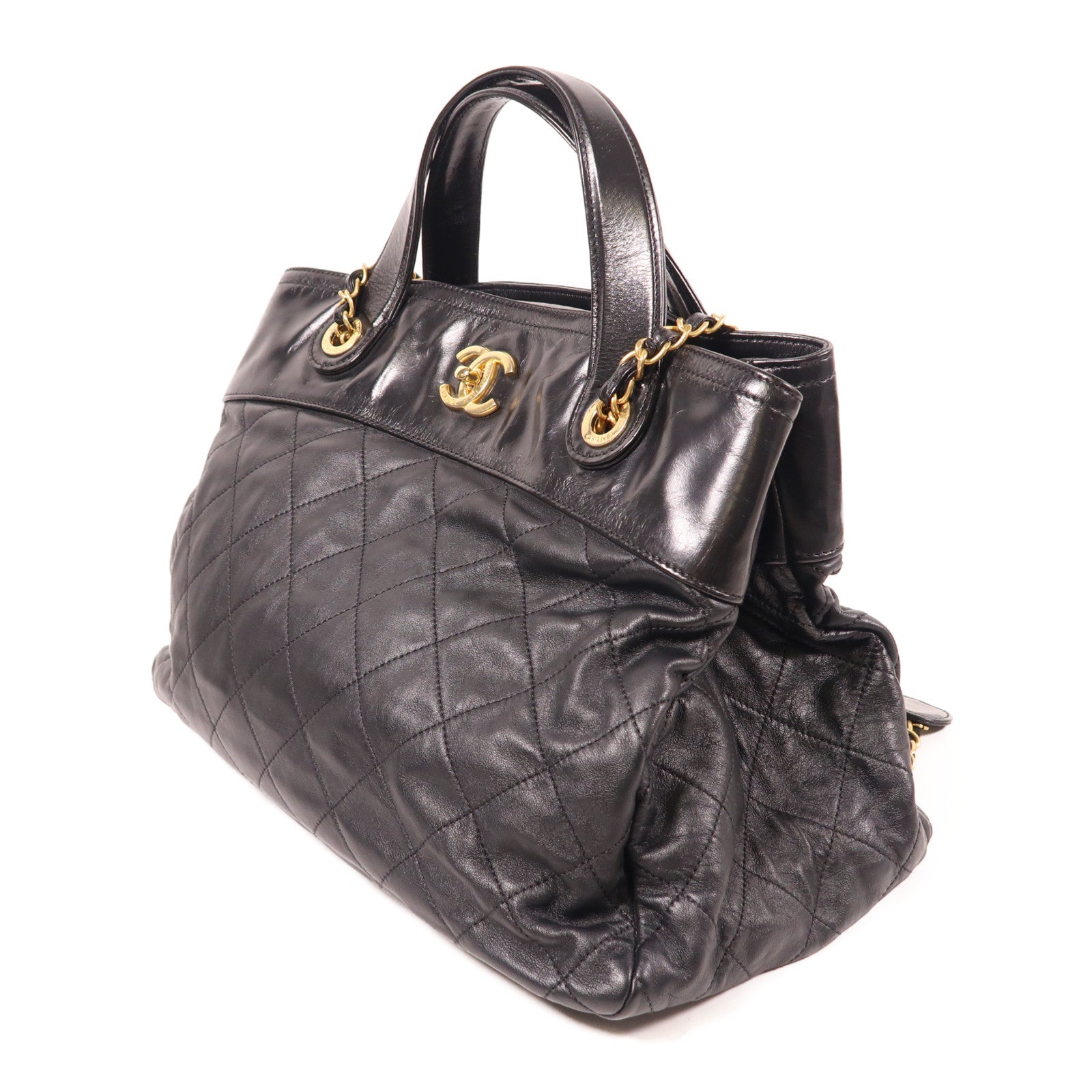 CHANEL 牛皮皮革2way Shoulder Bag金扣手挽肩背兩用袋
