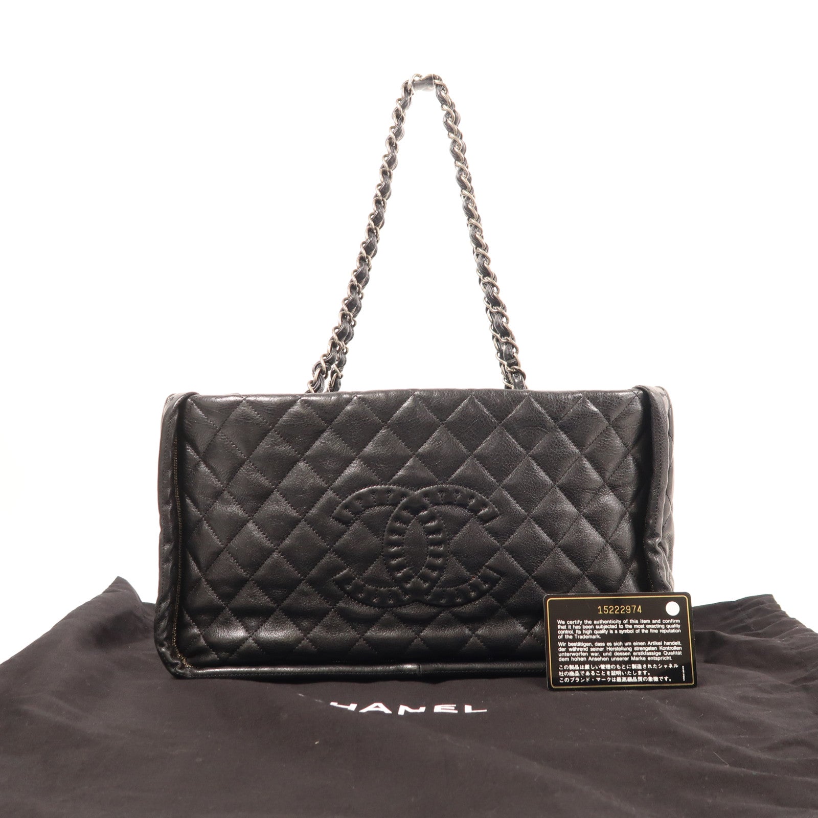 CHANEL 牛皮皮革Shoulder Bag銀扣鏈帶肩背袋