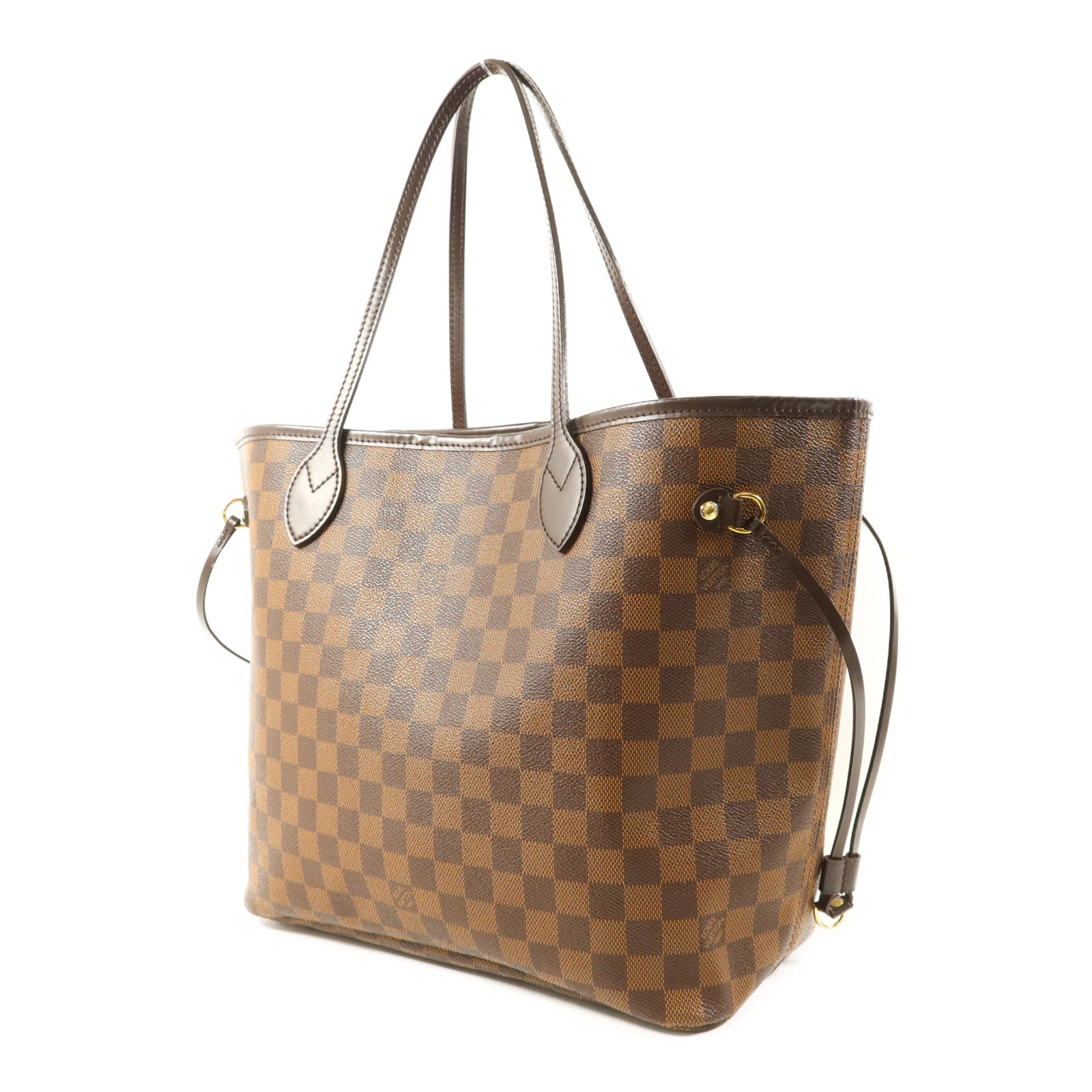 LOUIS VUITTON Damier Neverfull MM金扣手挽袋