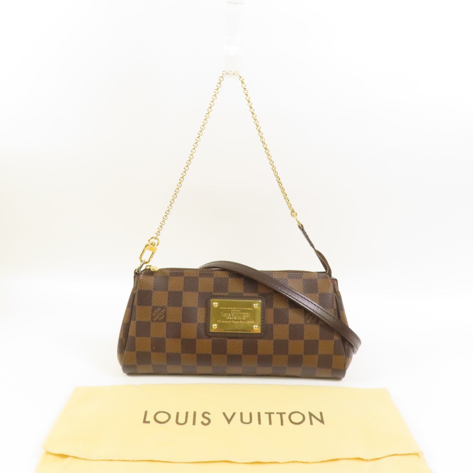 LOUIS VUITTON Damier Eva金扣手挽肩背兩用袋棕色