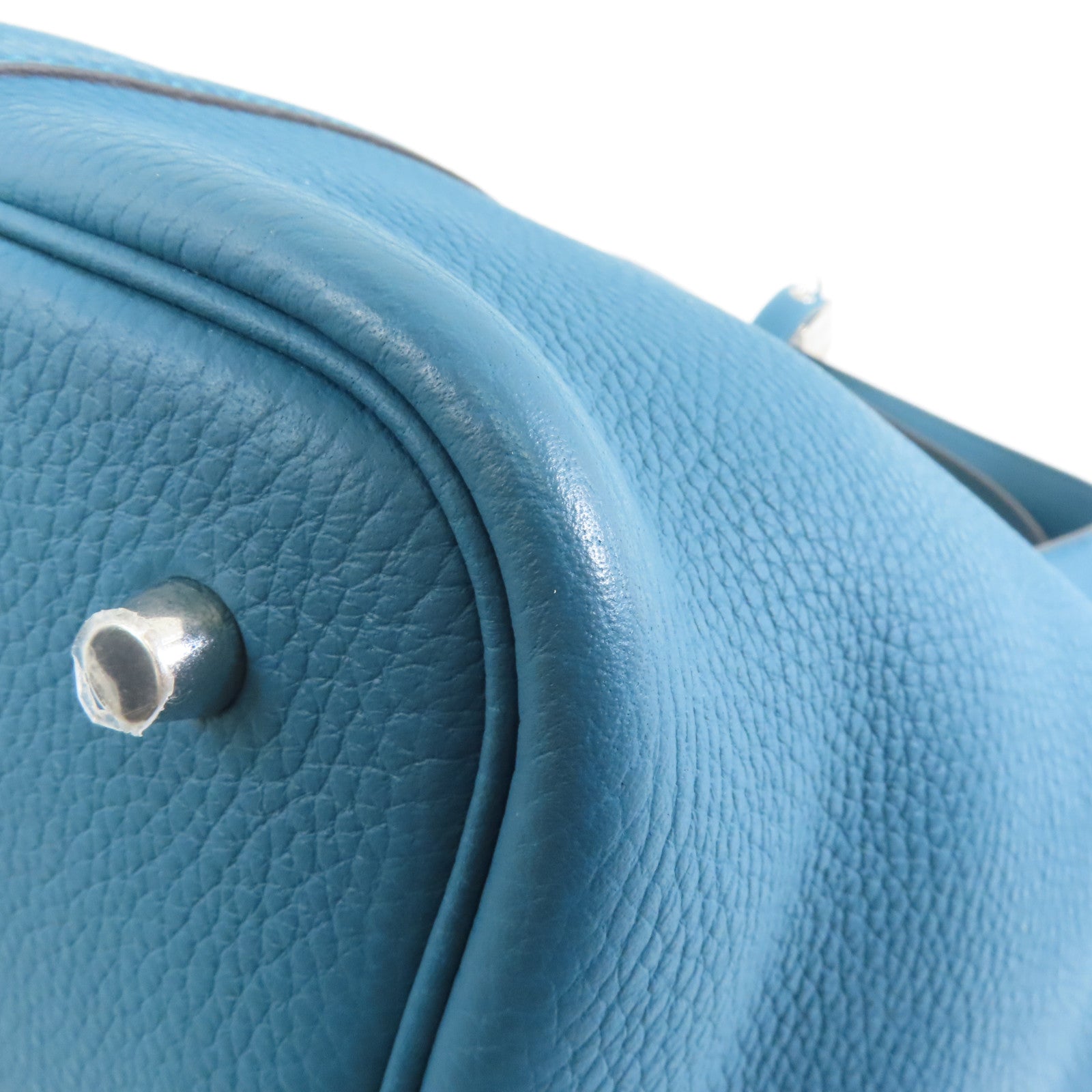 HERMES Clemence皮革Picotin MM Tote Bag銀扣手挽袋Bleu Paon/孔雀藍色