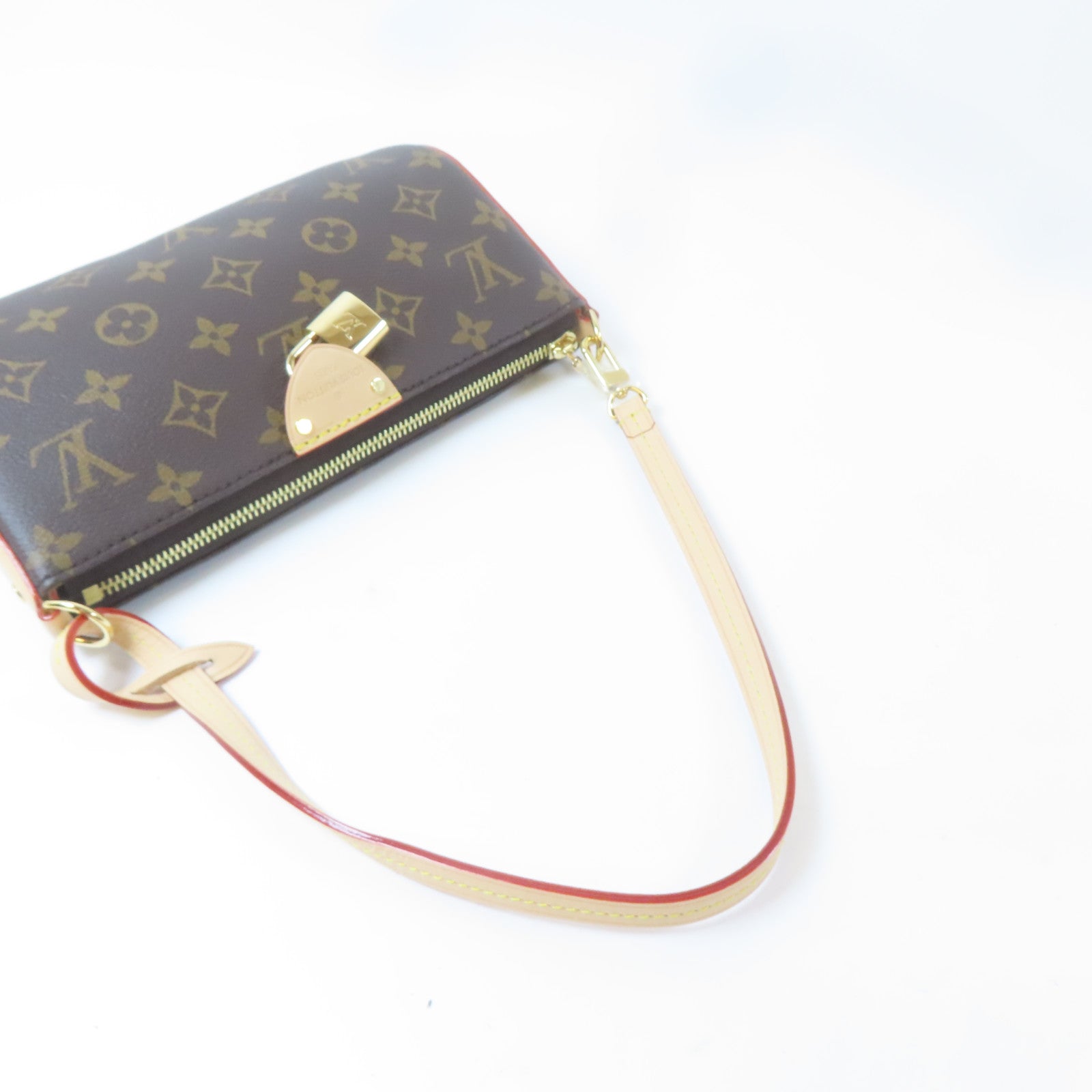 LOUIS VUITTON Monogram Pochette Tirette金扣手挽肩背兩用袋啡色