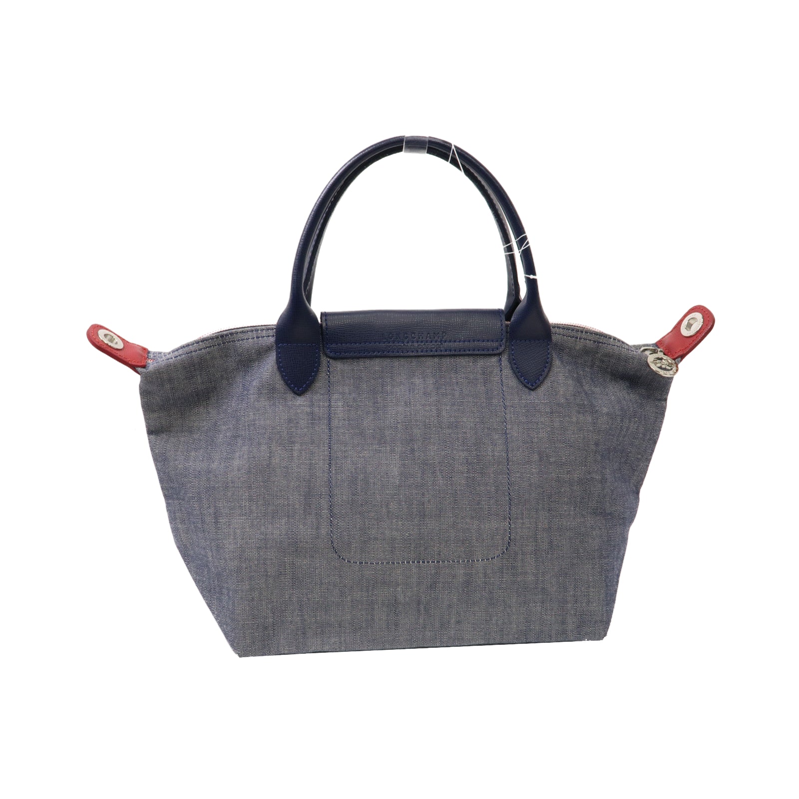 Longchamp 牛仔布2 Way Shoulder銀扣手挽肩背兩用袋紅色/藍色