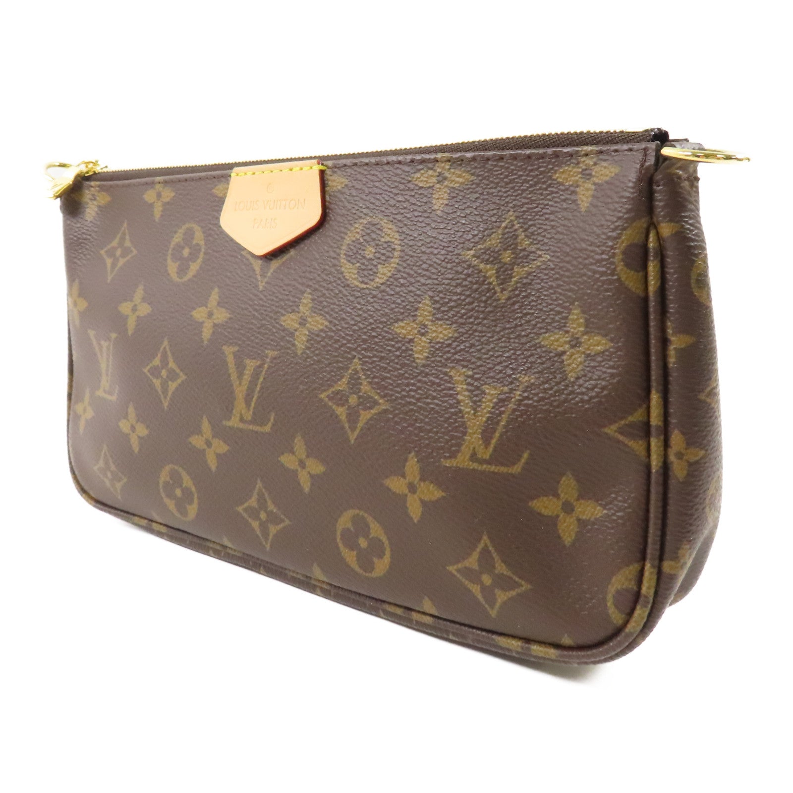 LOUIS VUITTON Monogram Multi Pochette Accessoires金扣肩背袋棕色