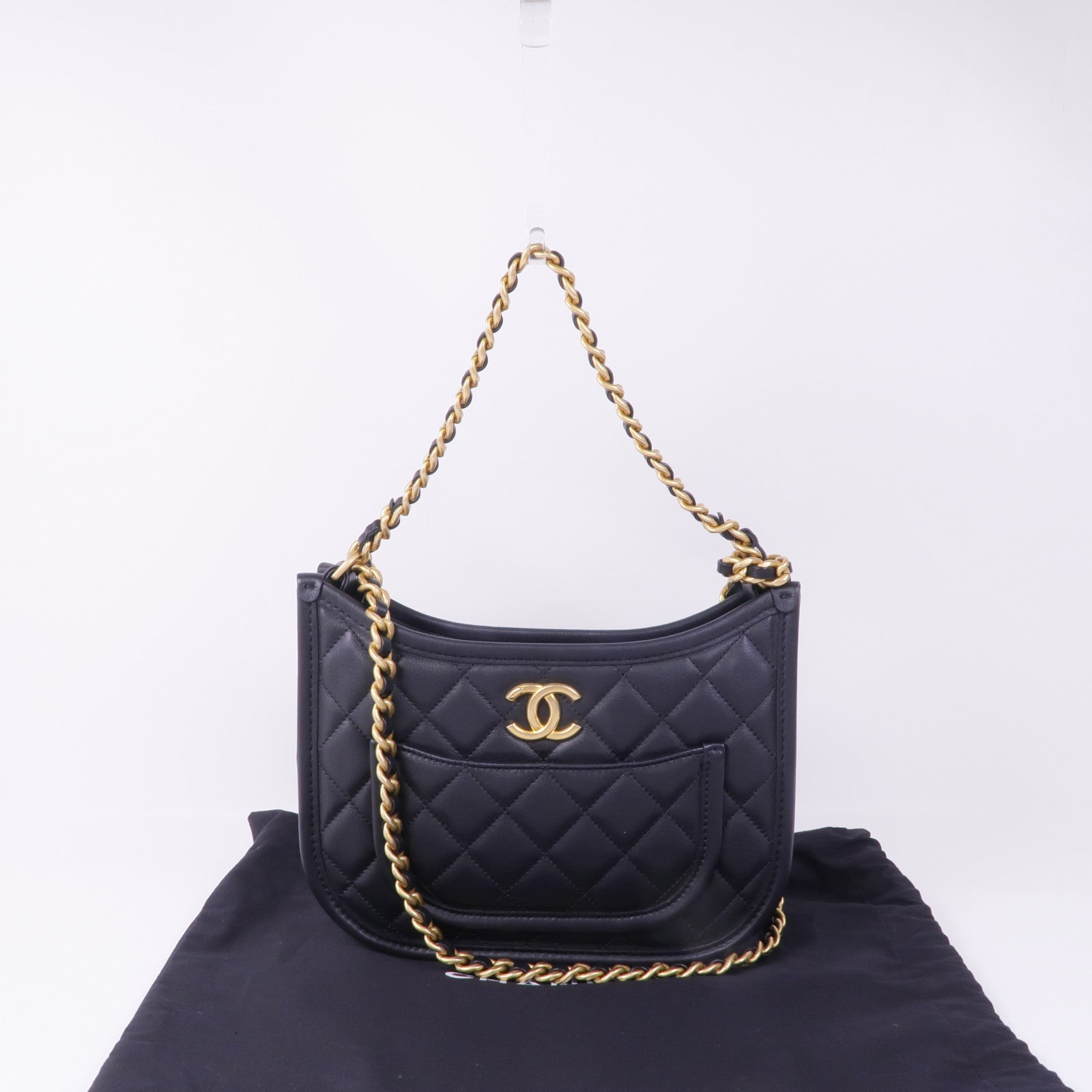CHANEL 羊皮皮革2way Shoulder Bag金扣手挽肩背兩用袋