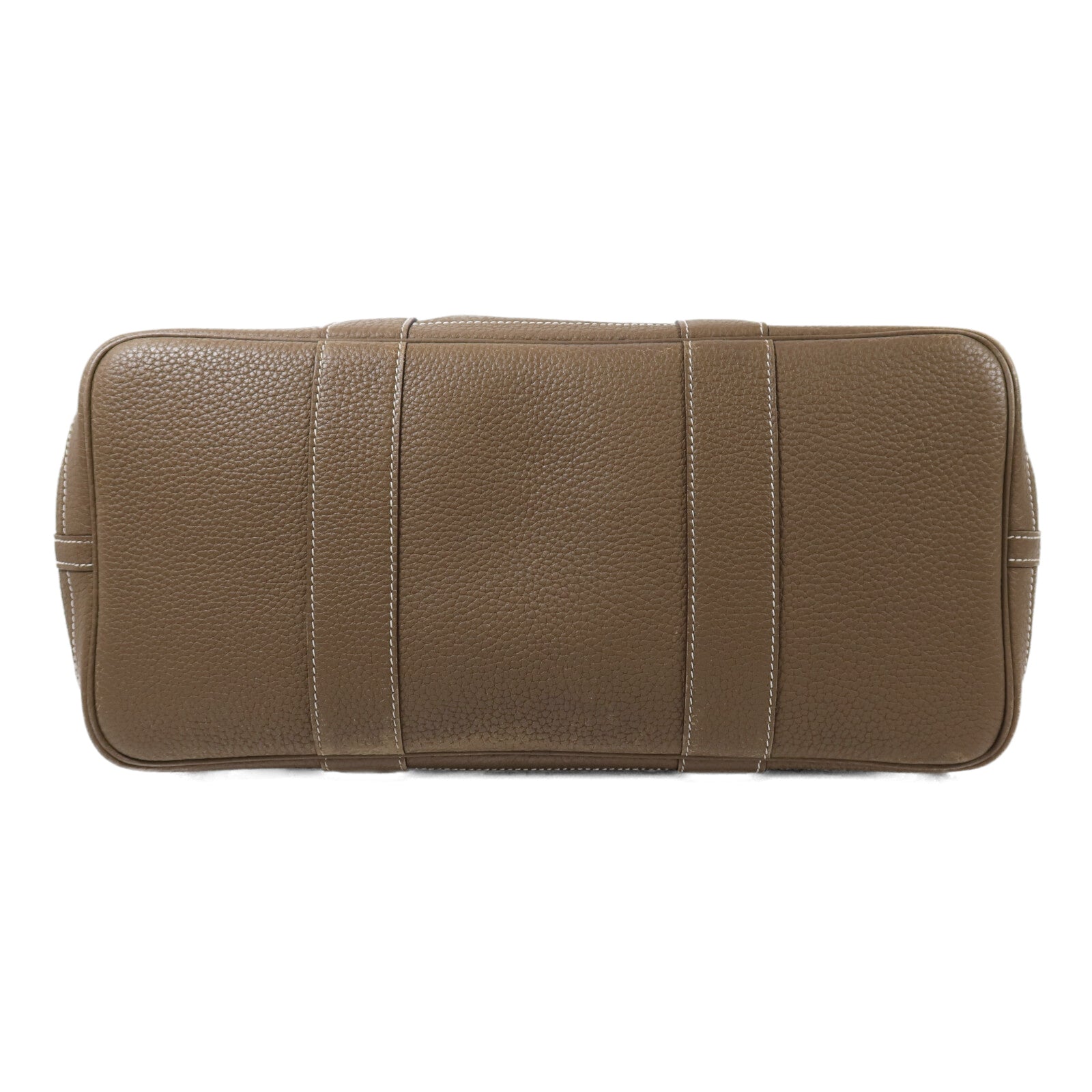 HERMES Clemence皮革Garden Party PM銀扣手挽袋Etoupe