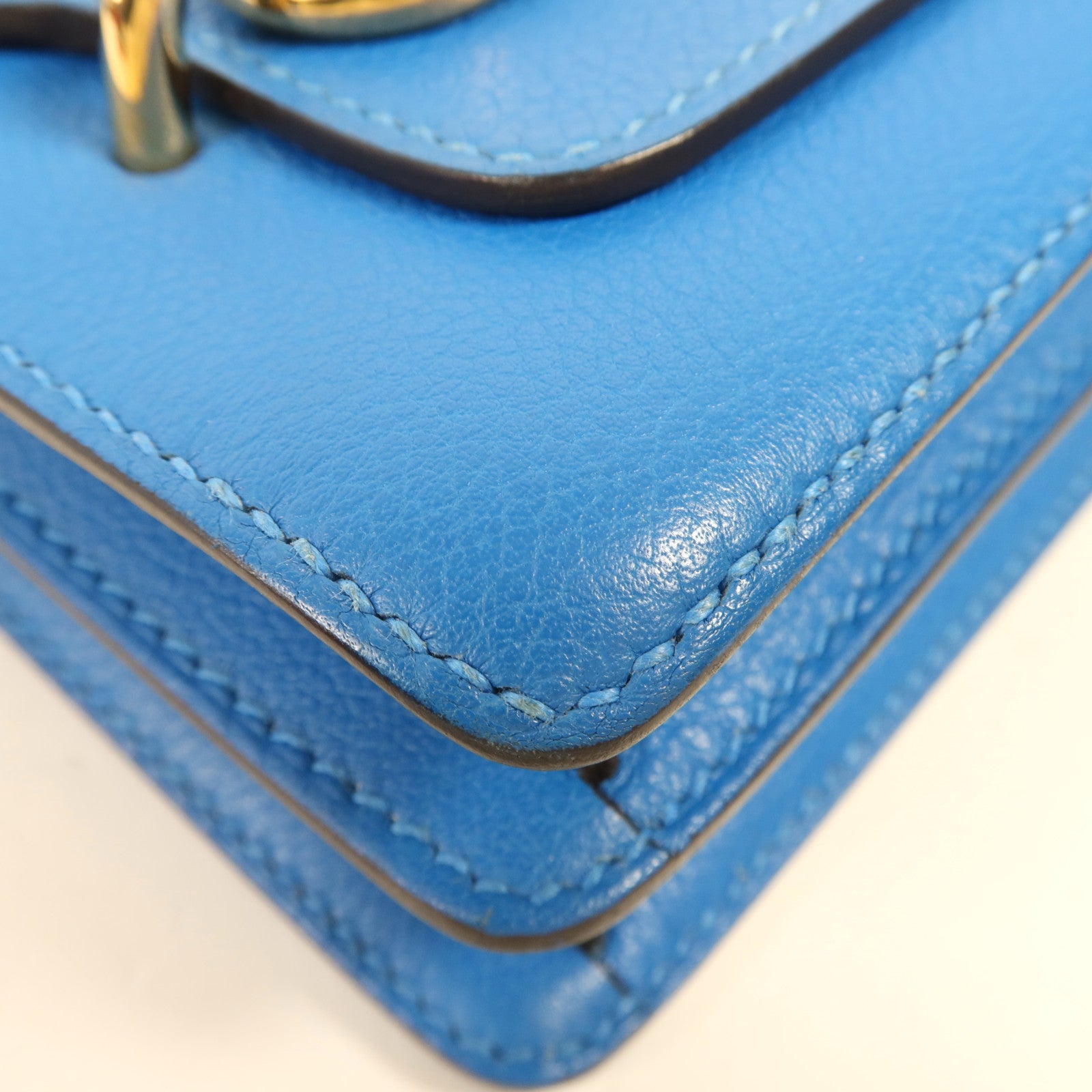 HERMES Evercolor皮革Roulis Mini金扣肩背袋Blue Zanzibar