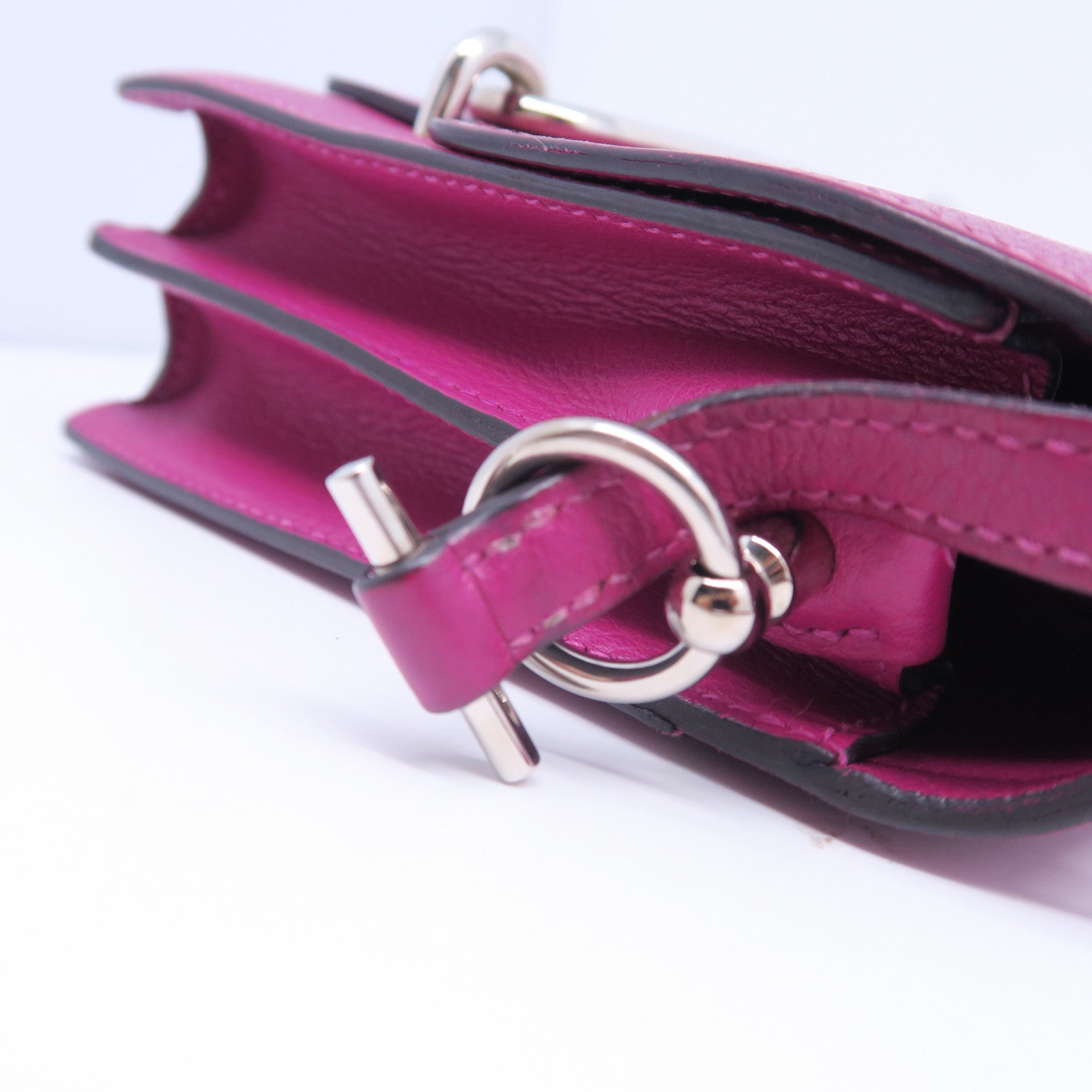 HERMES Evercolor皮革Mini Roulis銀扣肩背袋紫色