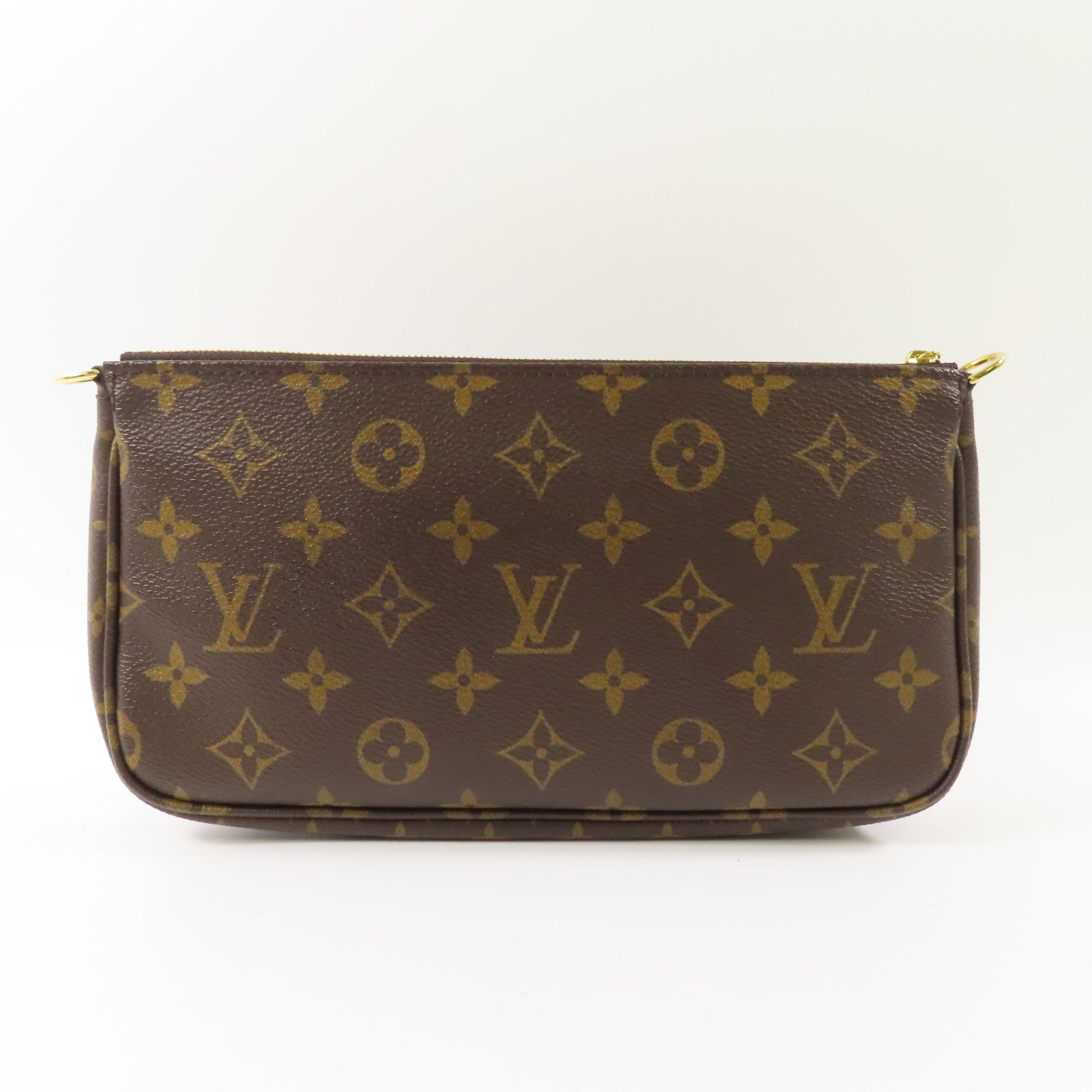 LOUIS VUITTON Monogram Multi Pochette Accessoires金扣肩背袋棕色