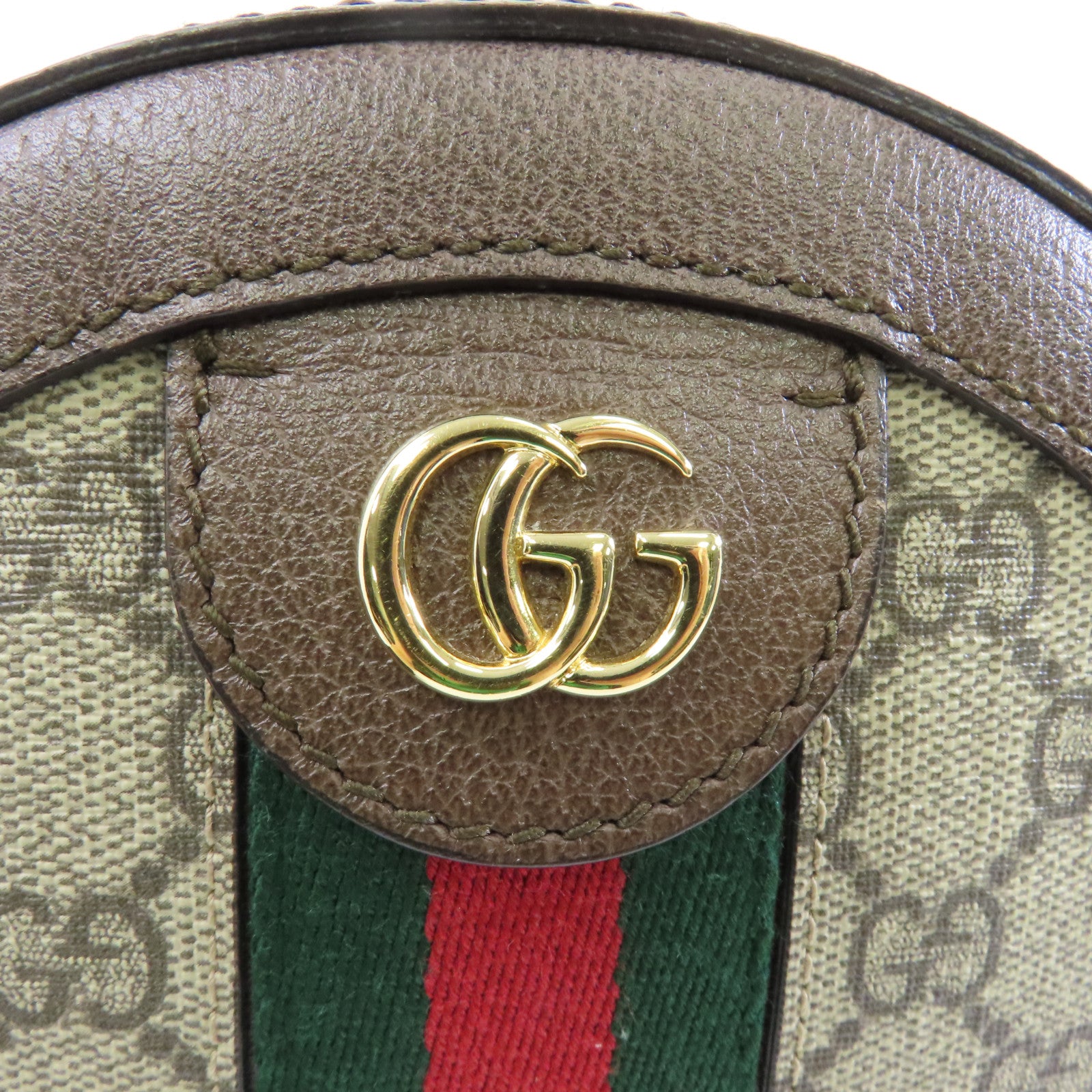 GUCCI 塗層帆布Ophidia GG金扣鏈帶肩背袋啡色