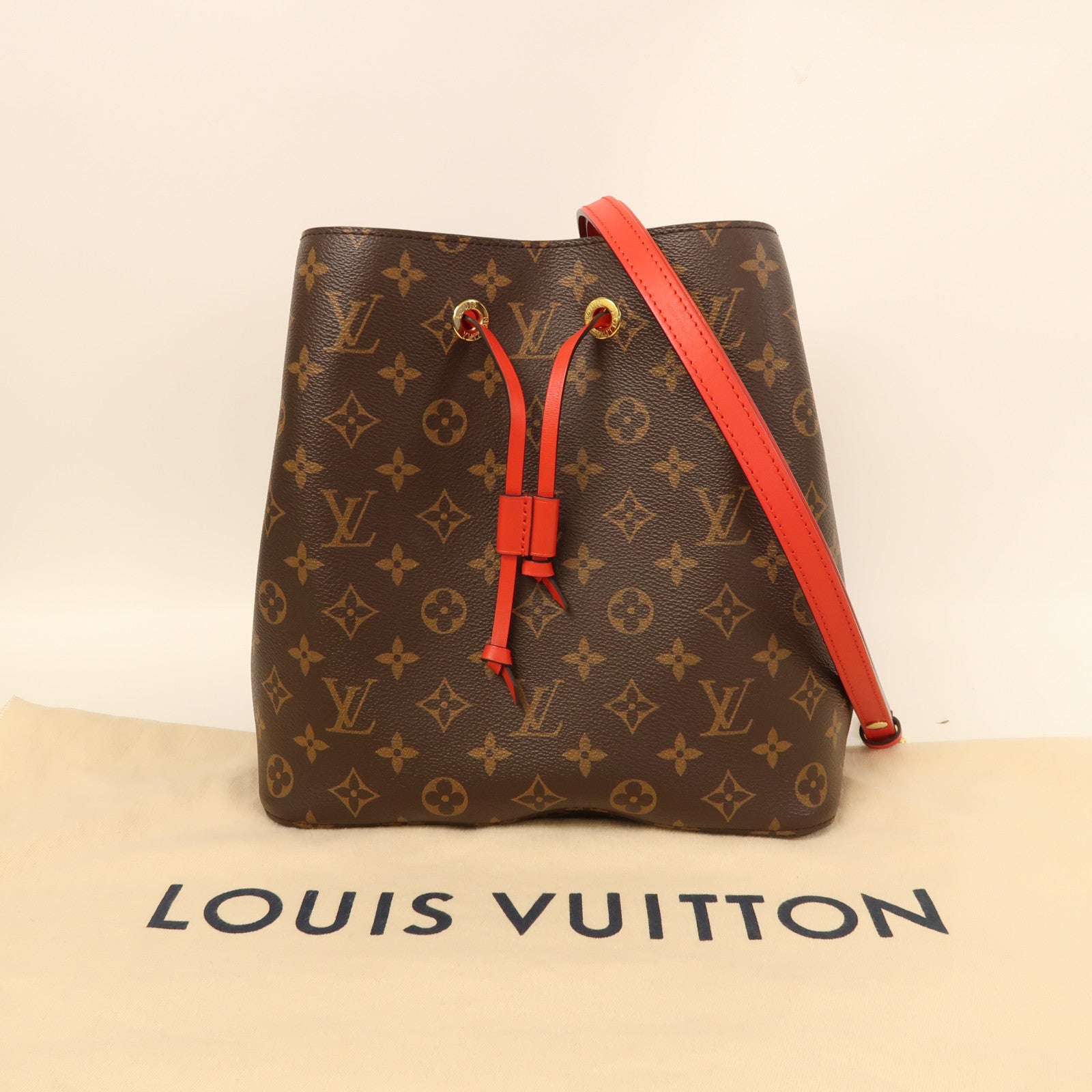 LOUIS VUITTON Monogram Neo Noe Bucket Bag金扣肩背袋Coquelicot/紅色