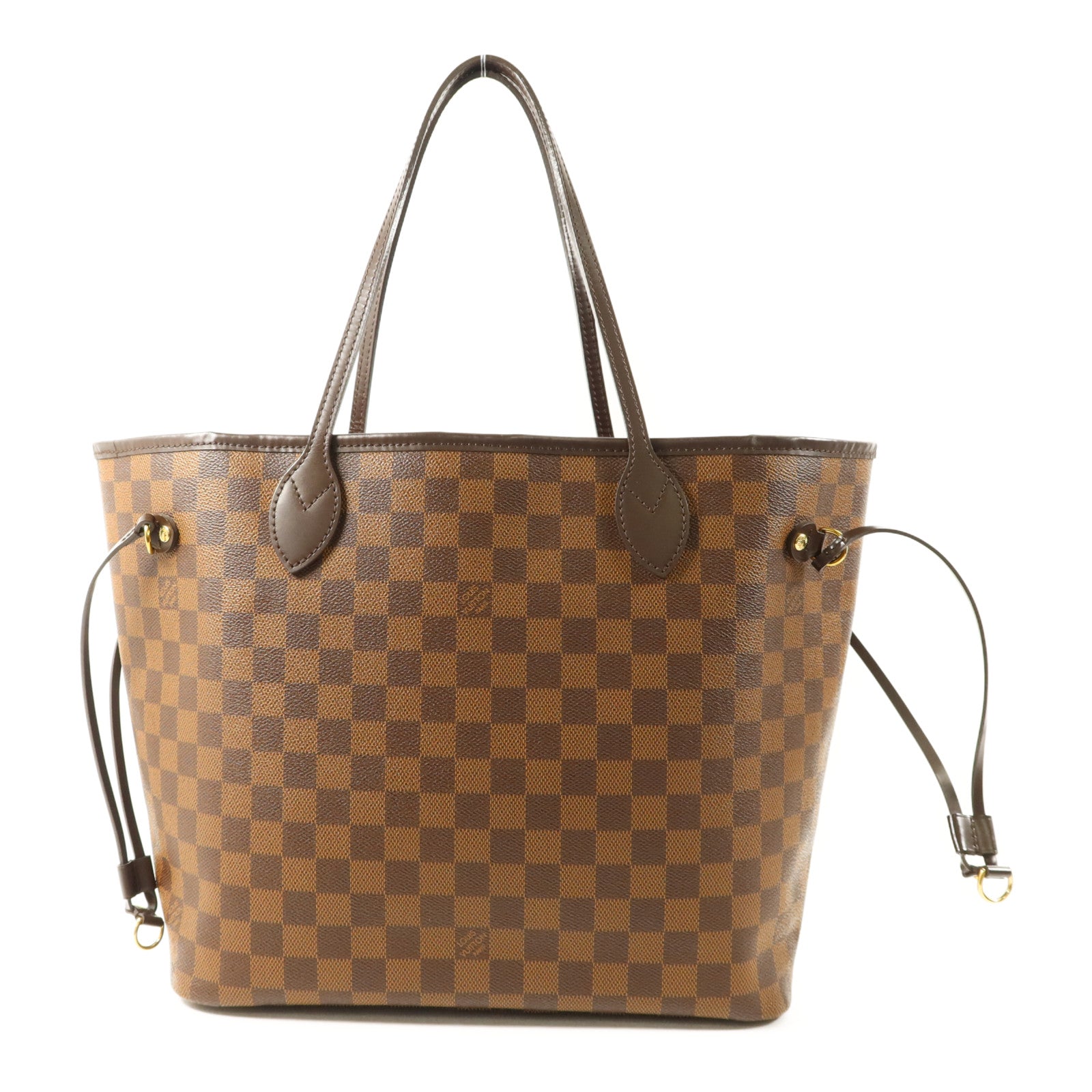 LOUIS VUITTON Damier Neverfull MM金扣手挽袋