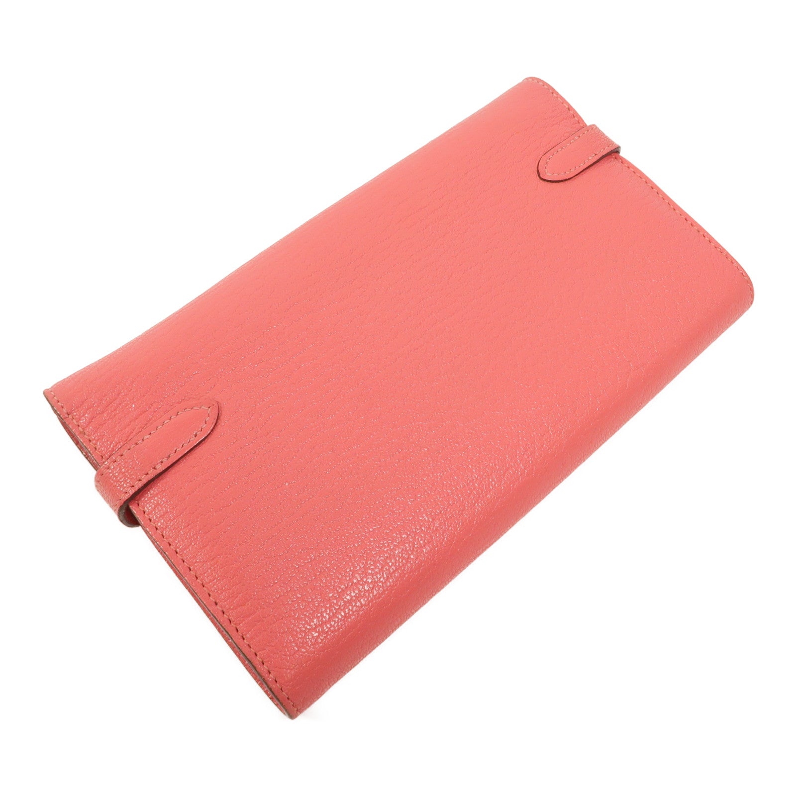 HERMES Chevre皮革Kelly Long Wallet長錢包Rose Lipstick