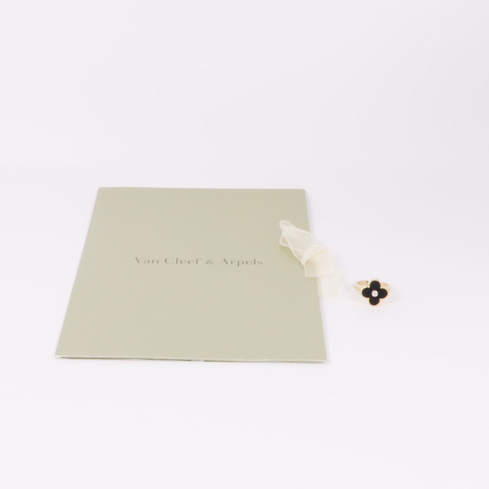 Van Cleef & Arpels 18K黃金Vintage Alhambra Ring鑽石/黑瑪瑙戒指VCA#49 US#5