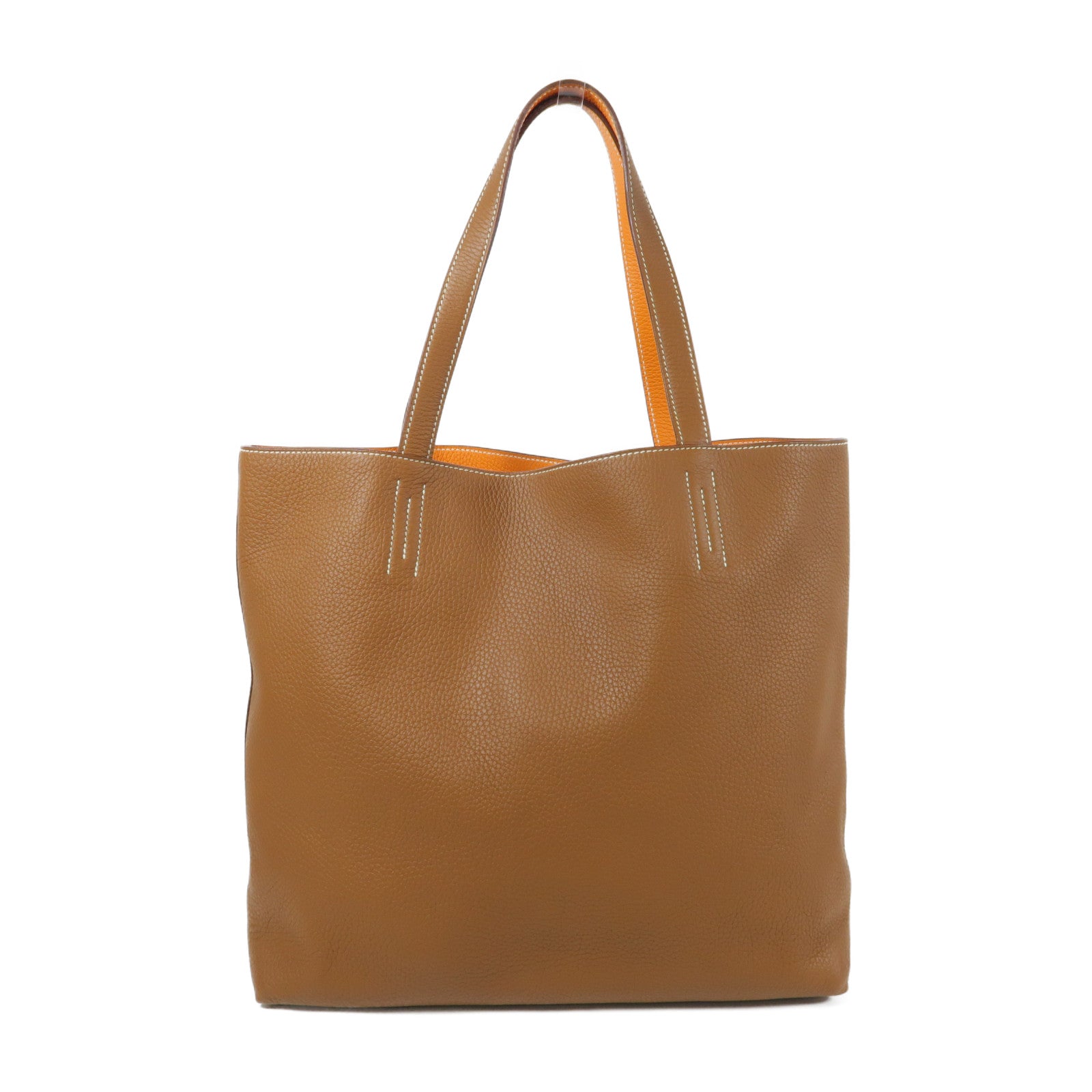 HERMES Clemence皮革Double Sens 45肩背袋Gold/Orange