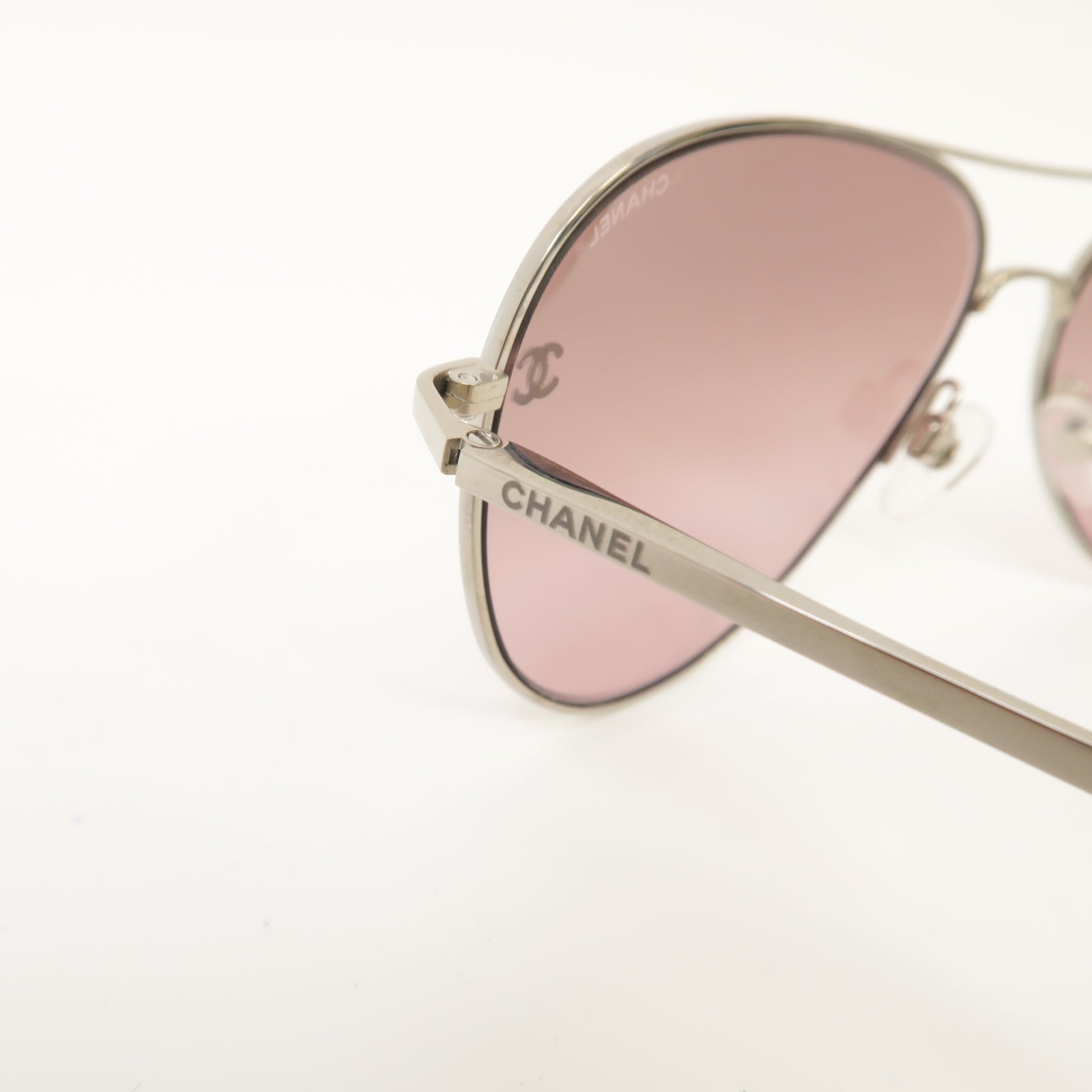 CHANEL PVC/金屬Sunglasses太陽眼鏡粉紅色/銀色