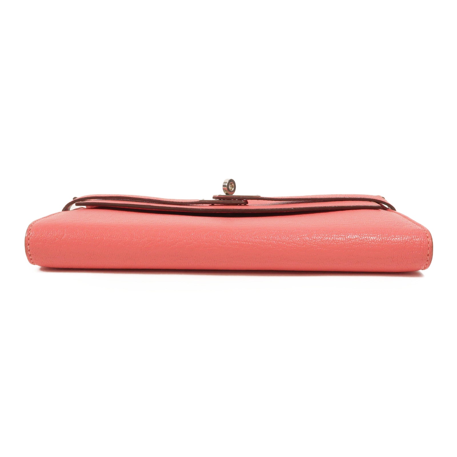 HERMES Chevre皮革Kelly Long Wallet長錢包Rose Lipstick