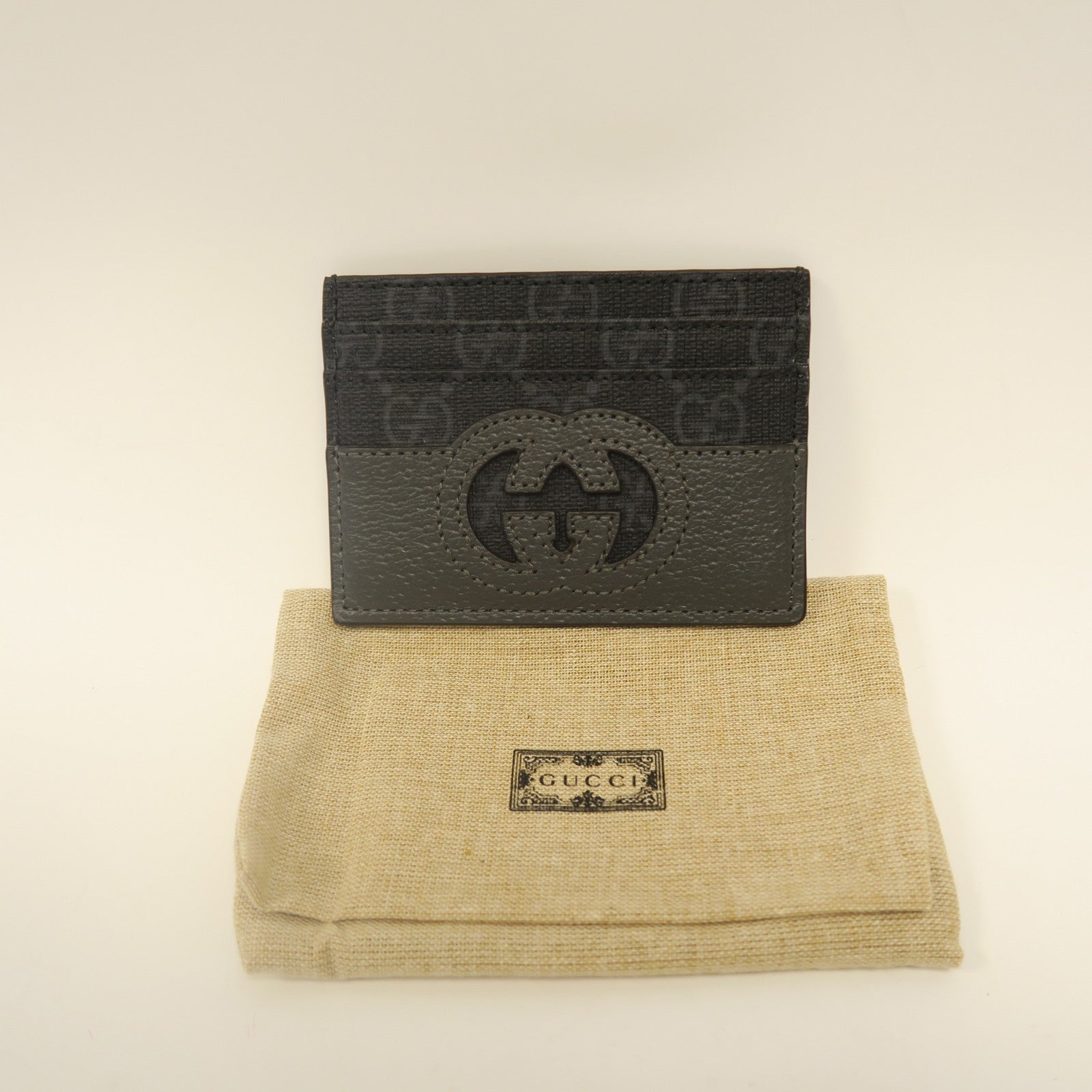 GUCCI 【激減優惠】帆布/皮革Card Case卡片套黑色
