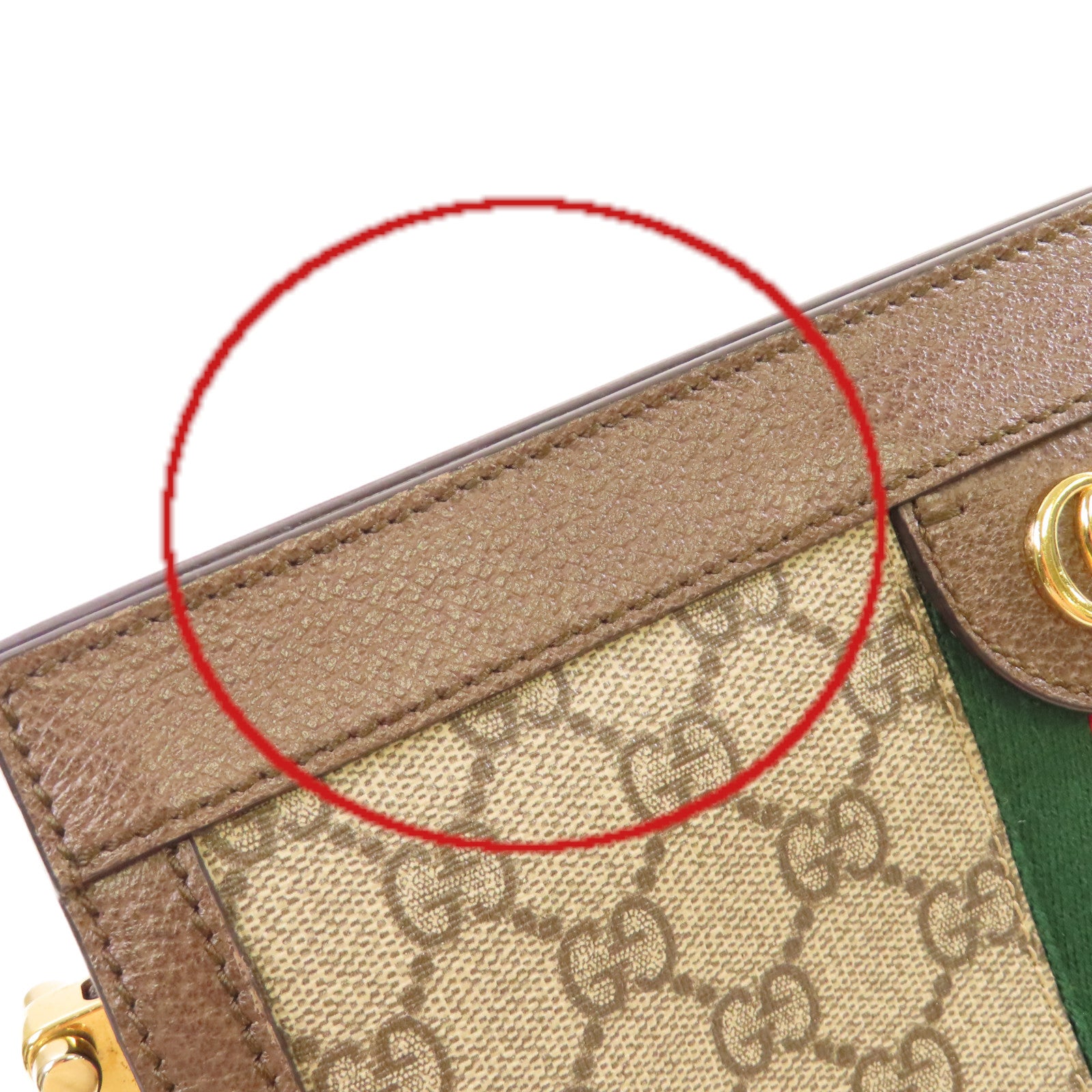GUCCI 塗層帆布Ophidia GG Small Shoulder Bag金扣鏈帶肩背袋啡色