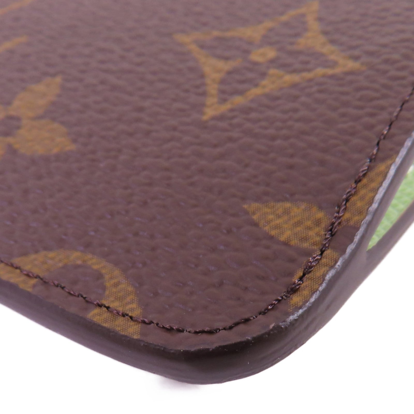 LOUIS VUITTON Monogram Romy Card Case金扣卡片套啡色/淺綠色