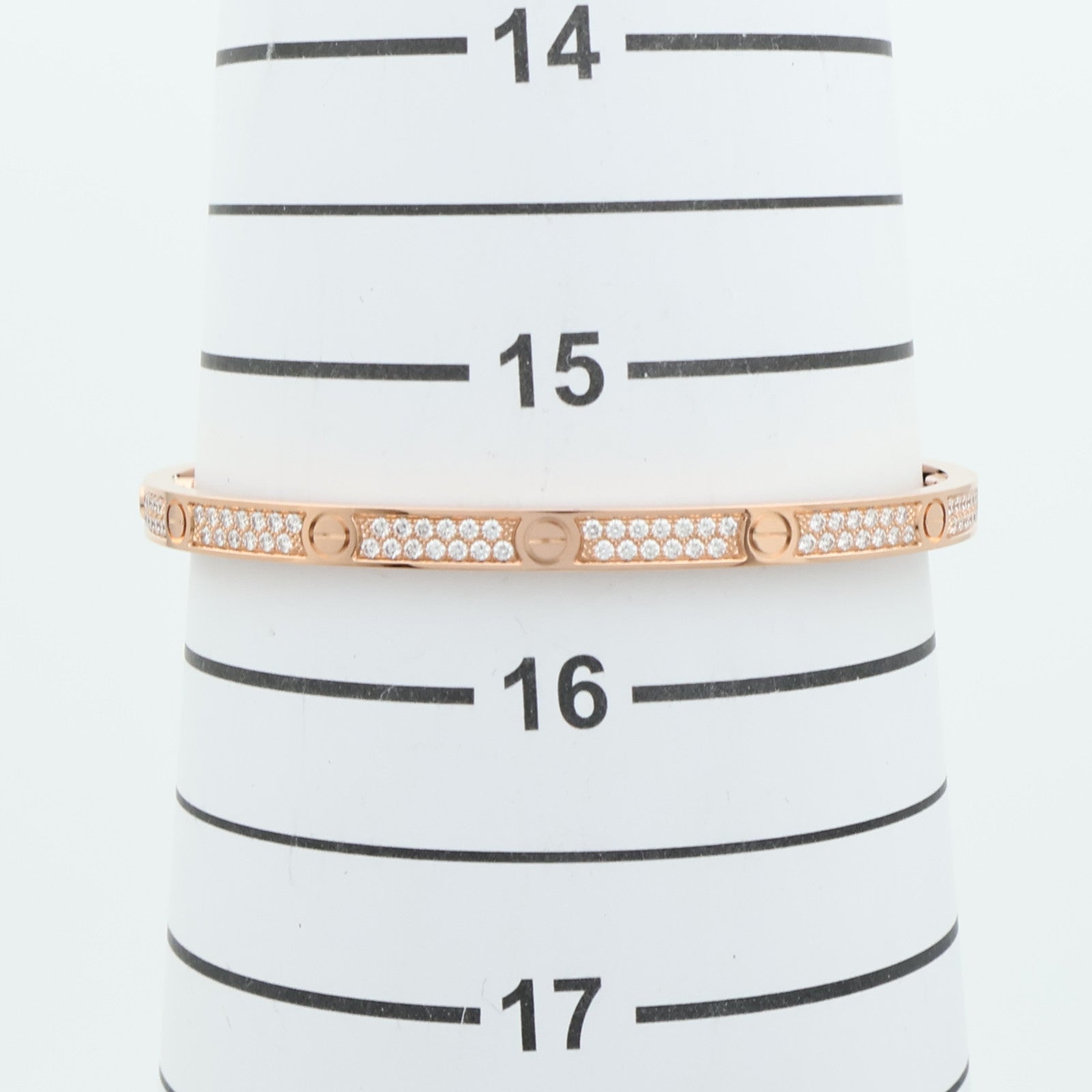 CARTIER 18K玫瑰金Love Bangle SM Paved鑽石手鐲Cartier#16