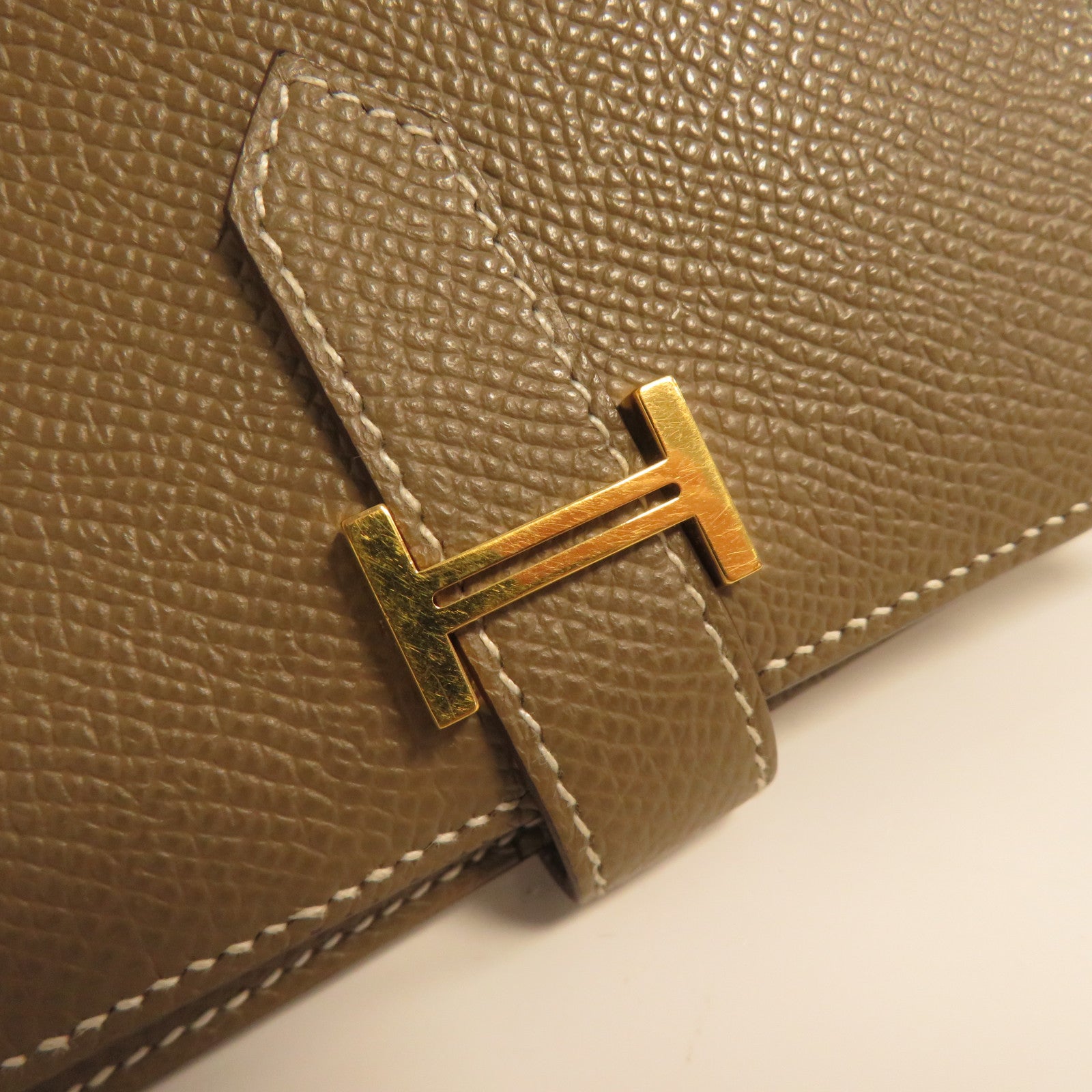 HERMES 【激減優惠】Epsom皮革Bearn Compact Wallet金扣錢包啡色