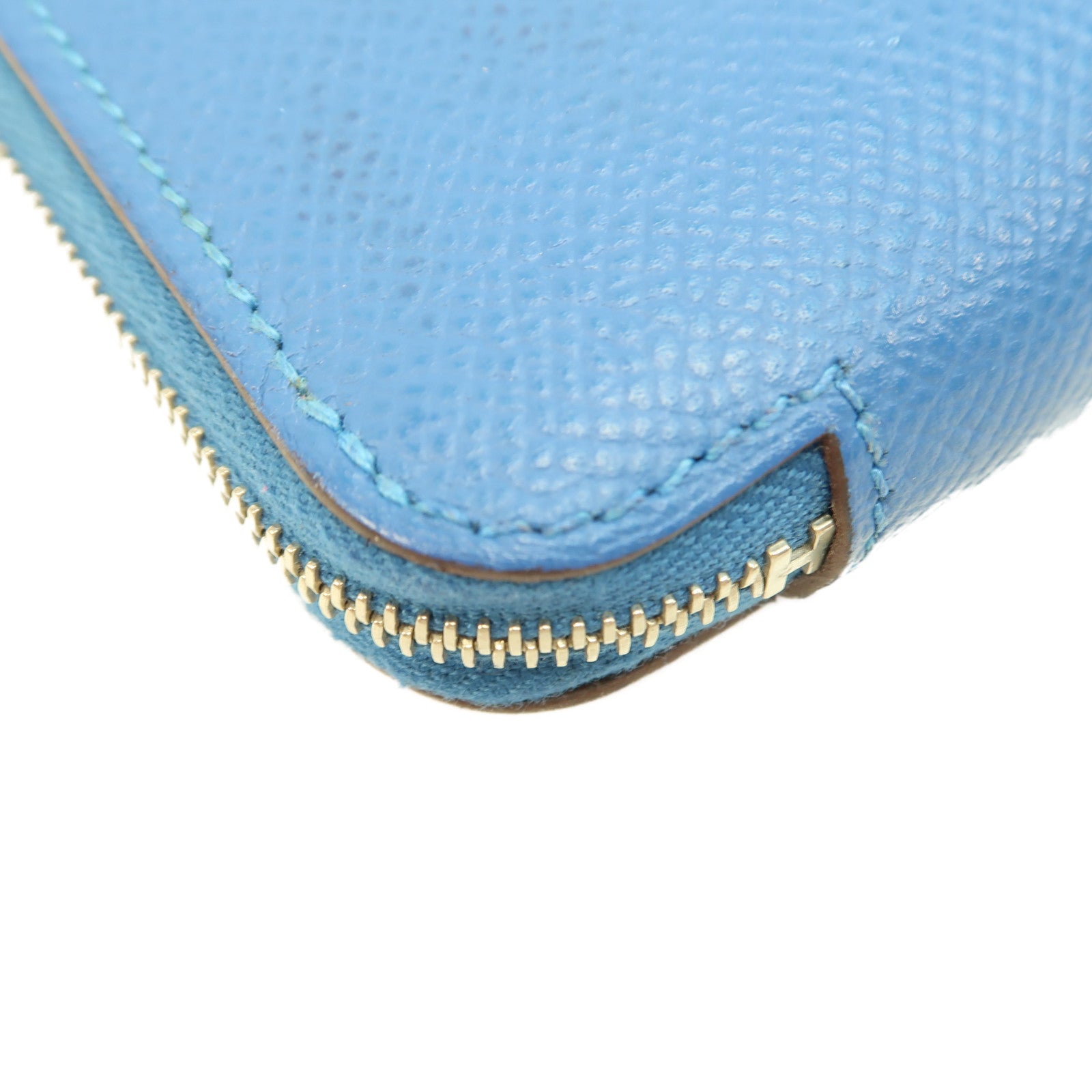 HERMES Epsom皮革Silk'In Compact Wallet銀扣錢包Cobalt/藍色